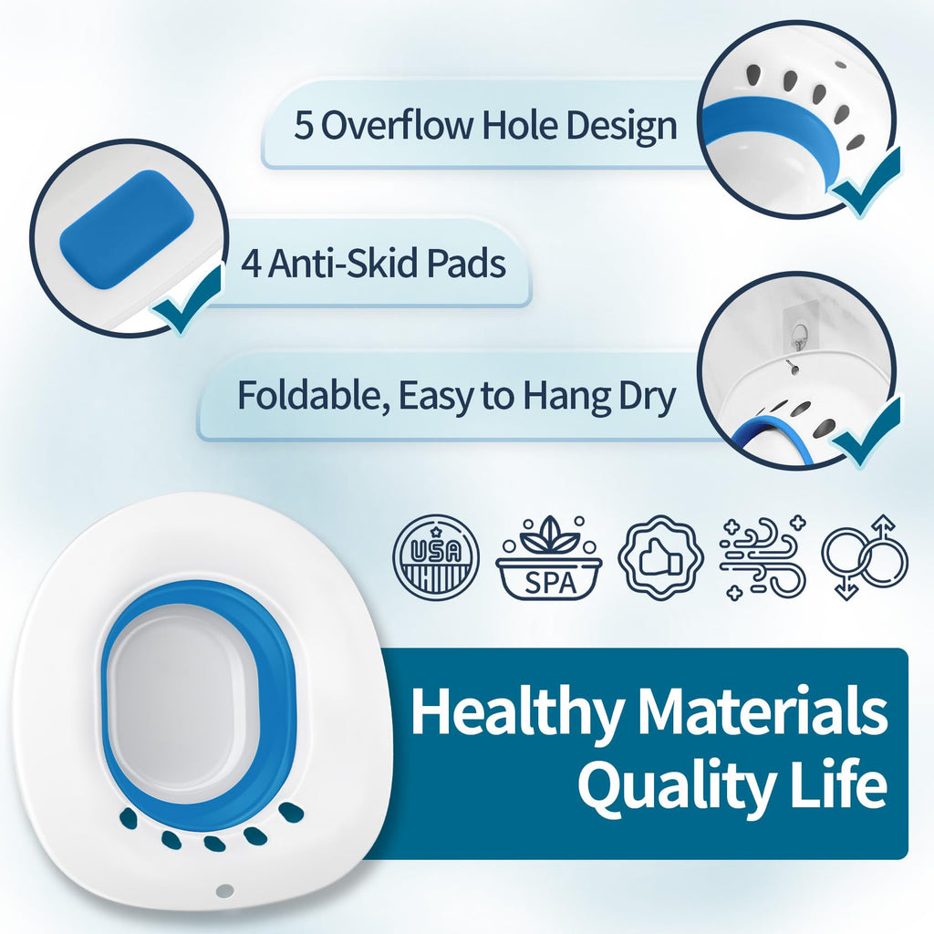 Msiori Sitz Bath for Toilet Seat, Hemorrhoids and Postpartum Care - Yoni Steam Seat - Pregnant Women and Perineal Care, Portable Bidet BPA Free - Collapsible