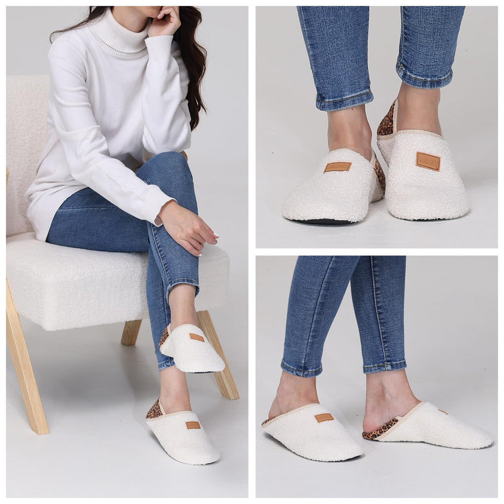 ANLUKE Slipper for Women Men Slipper Socks Fuzzy House Shoes Rubber Sole Slip On Soft-Lightweight Non Slip Indoor/Outdoor
