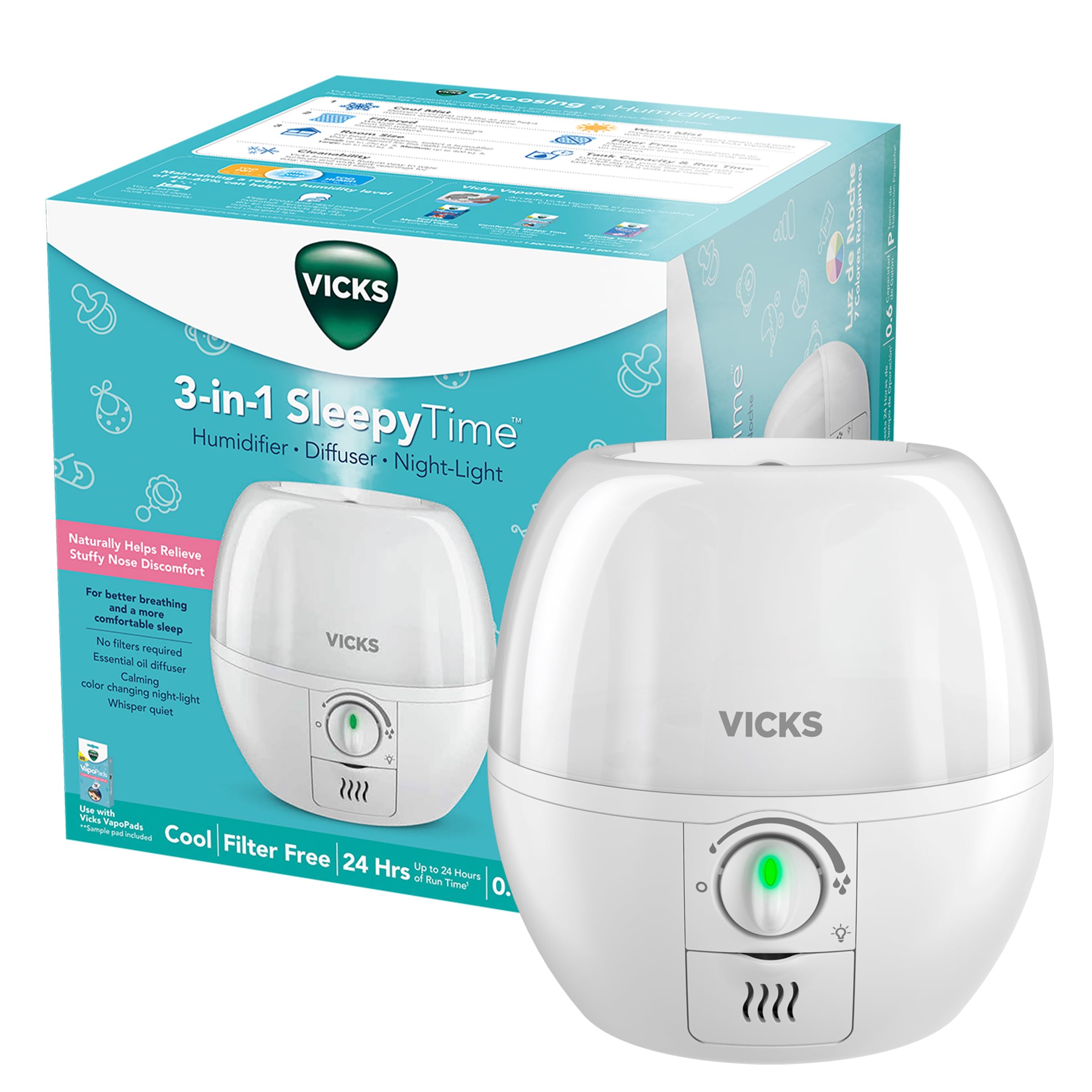 Vicks 3-in-1 SleepyTime Cool Mist Nursery Humidifier for Baby
