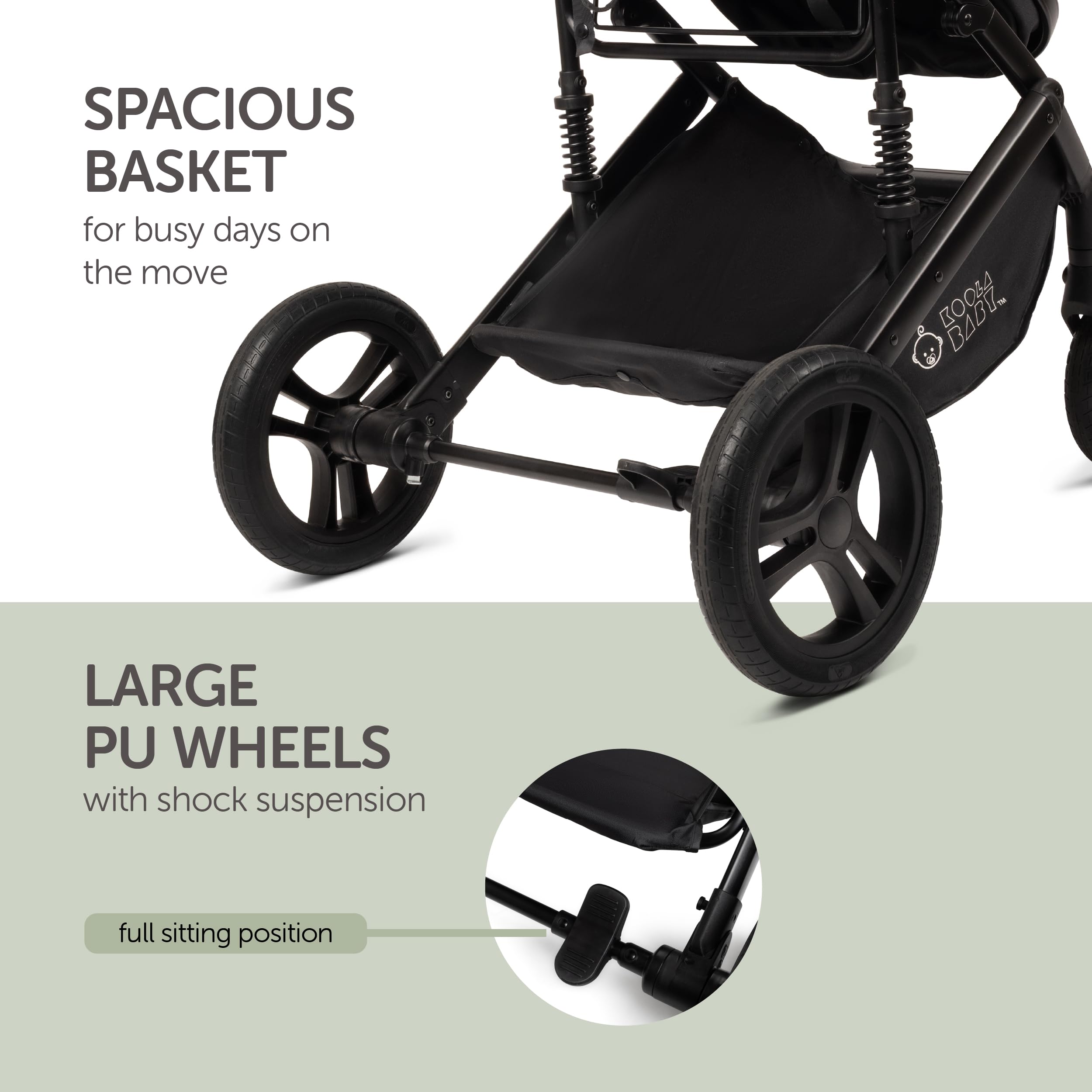KOOLABABY 2-in-1 Foldable Stroller for Newborns and Toddlers