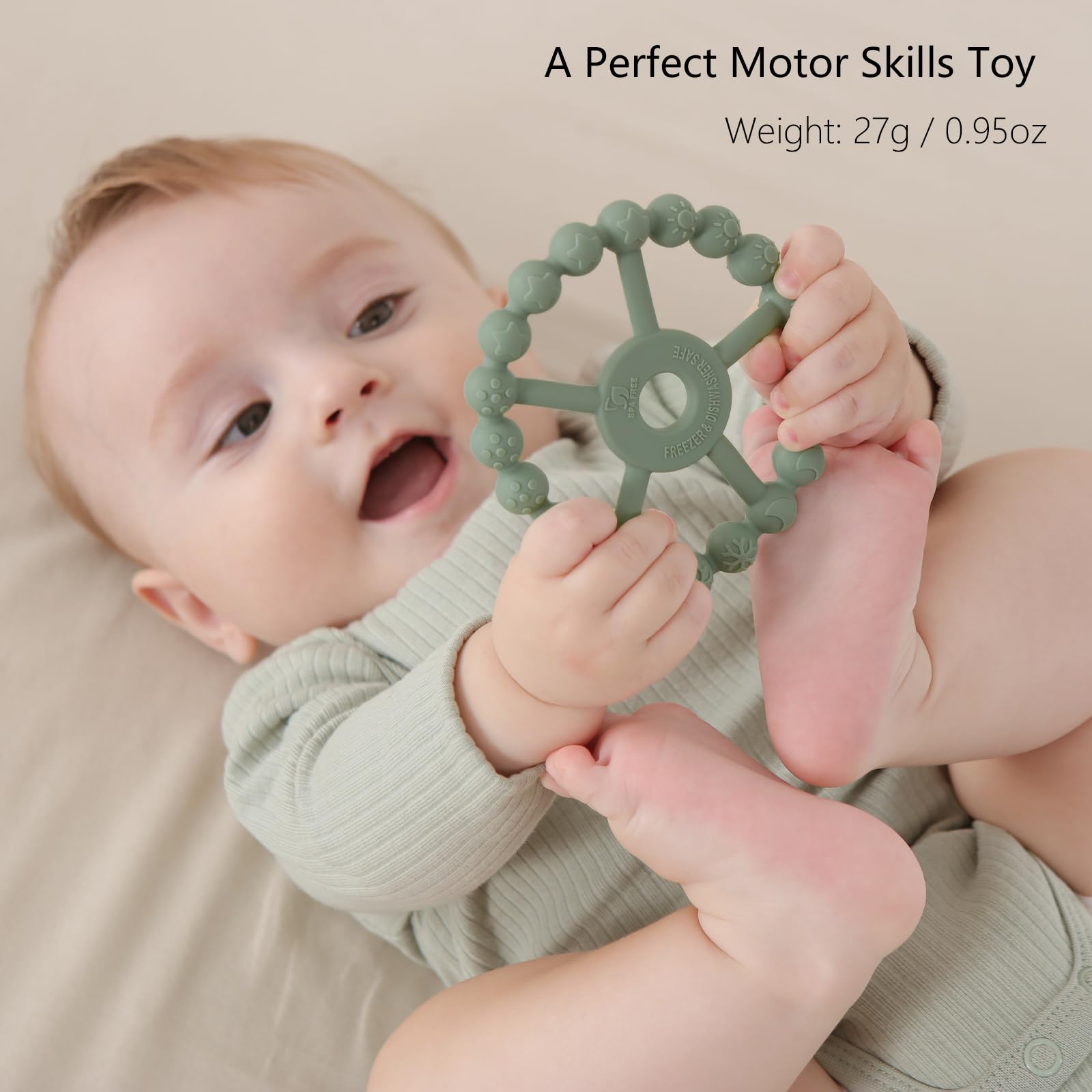Seposeve 3-Pack Silicone Teething Rings for Babies