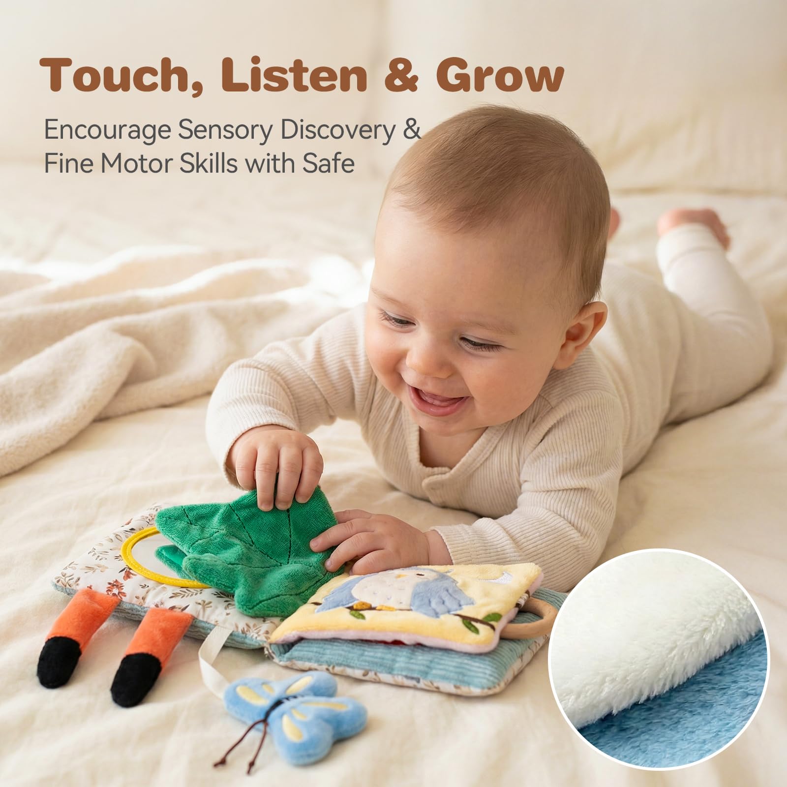 Macabaka Montessori Sensory Soft Book for Babies 0–12 Months