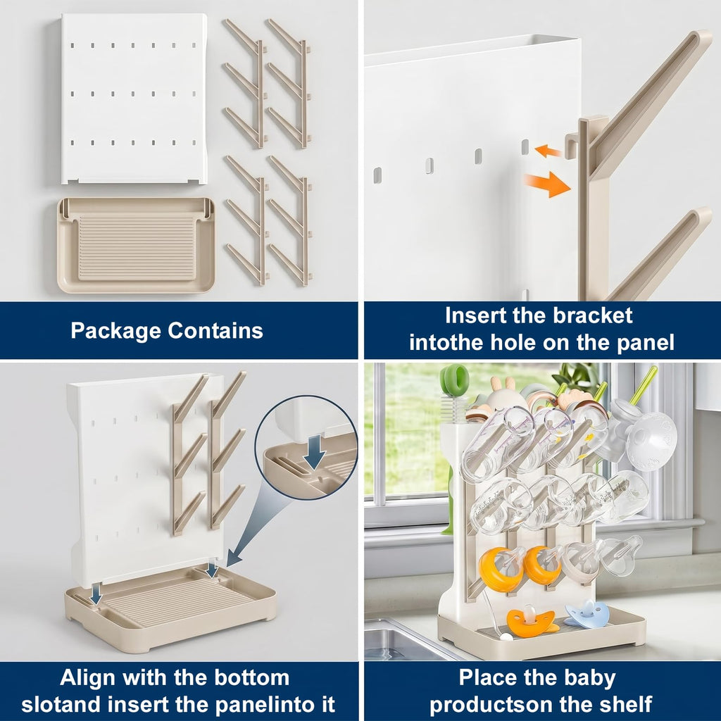 GoMaihe Space-Saving Vertical Baby Bottle Drying Rack