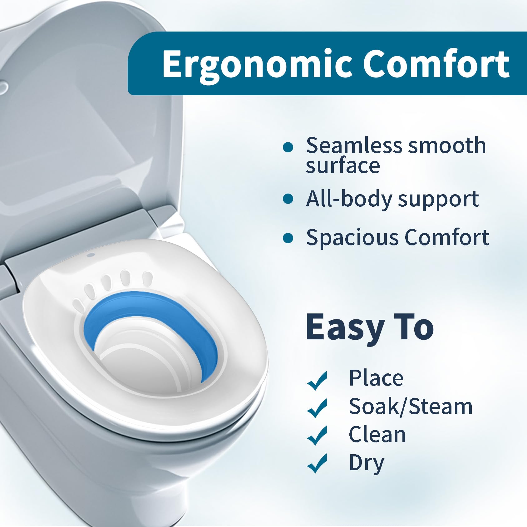 Msiori Sitz Bath for Toilet Seat, Hemorrhoids and Postpartum Care - Yoni Steam Seat - Pregnant Women and Perineal Care, Portable Bidet BPA Free - Collapsible