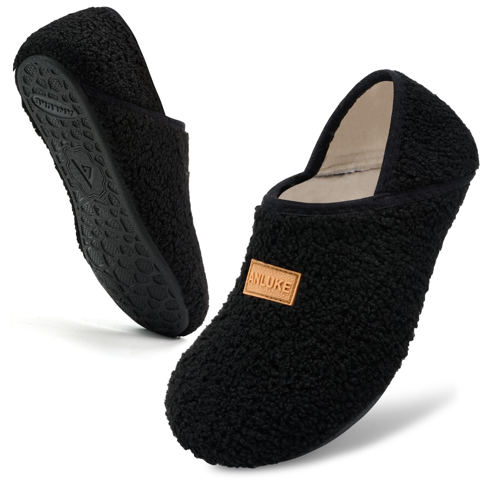 ANLUKE Slipper for Women Men Slipper Socks Fuzzy House Shoes Rubber Sole Slip On Soft-Lightweight Non Slip Indoor/Outdoor