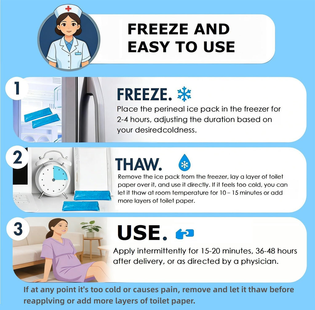 CoolBloom Medical-Grade Reusable Perineal Ice Packs, Flexible Frozen Hot Cold Gel Pads for Postpartum Recovery, Episiotomy Stitches, Hemorrhoid Swelling & Pain Relief, 2 Pack with Storage Case