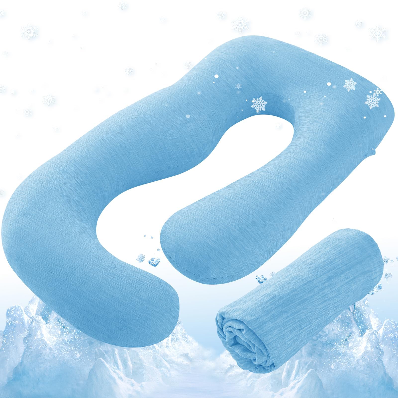 Sasttie J-Shape Cool Knit Maternity Pillow Case for Pregnant Woman