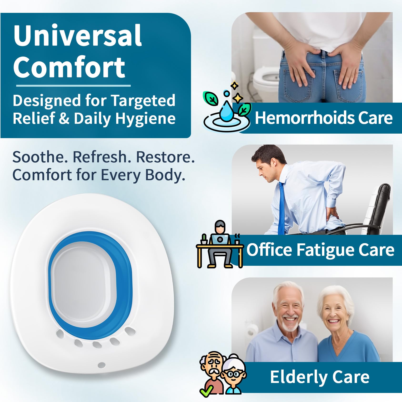 Msiori Sitz Bath for Toilet Seat, Hemorrhoids and Postpartum Care - Yoni Steam Seat - Pregnant Women and Perineal Care, Portable Bidet BPA Free - Collapsible