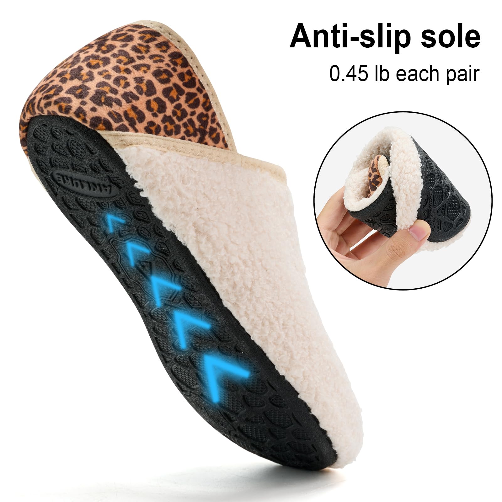 ANLUKE Slipper for Women Men Slipper Socks Fuzzy House Shoes Rubber Sole Slip On Soft-Lightweight Non Slip Indoor/Outdoor