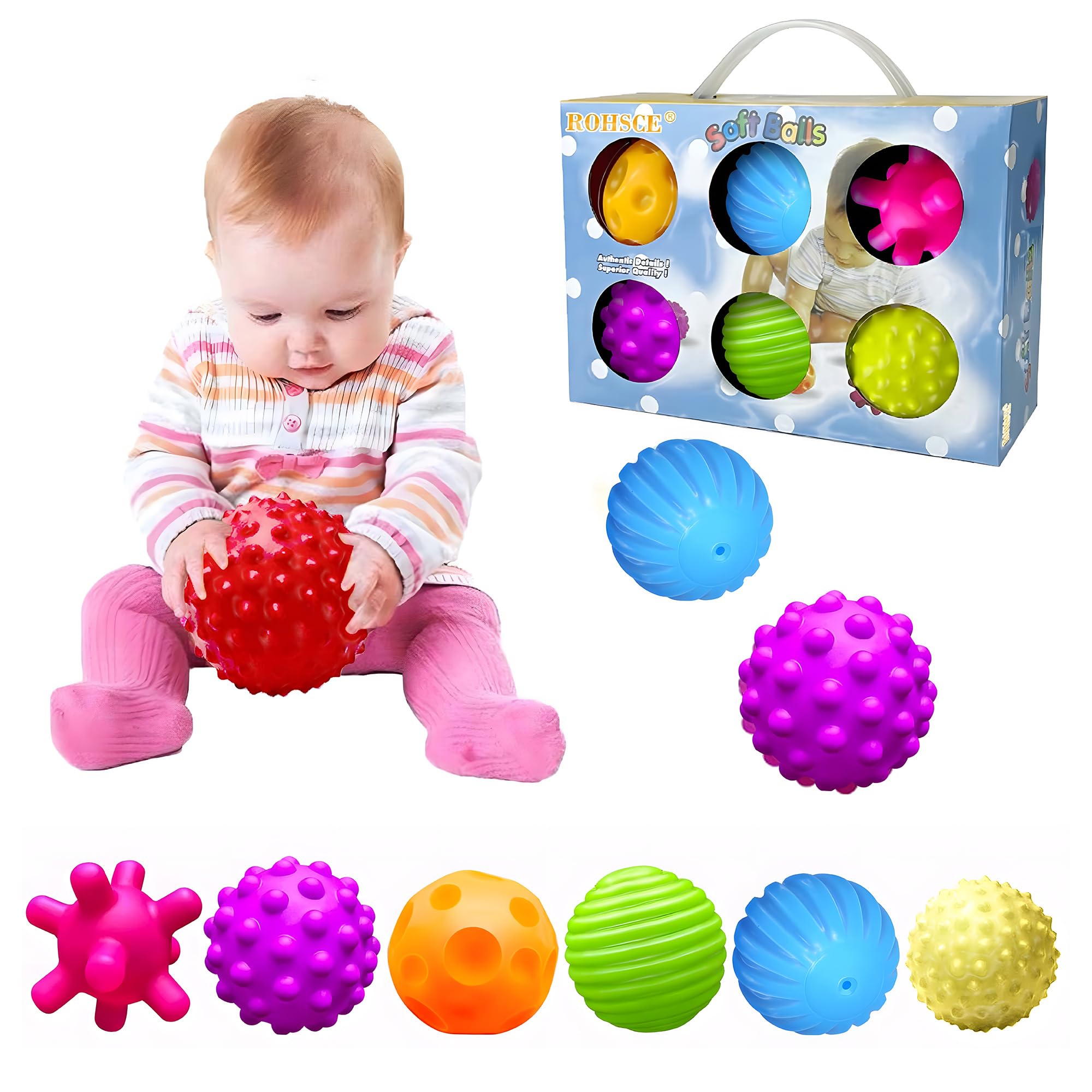 ROHSCE Textured Sensory Balls for Babies 3–12 Months
