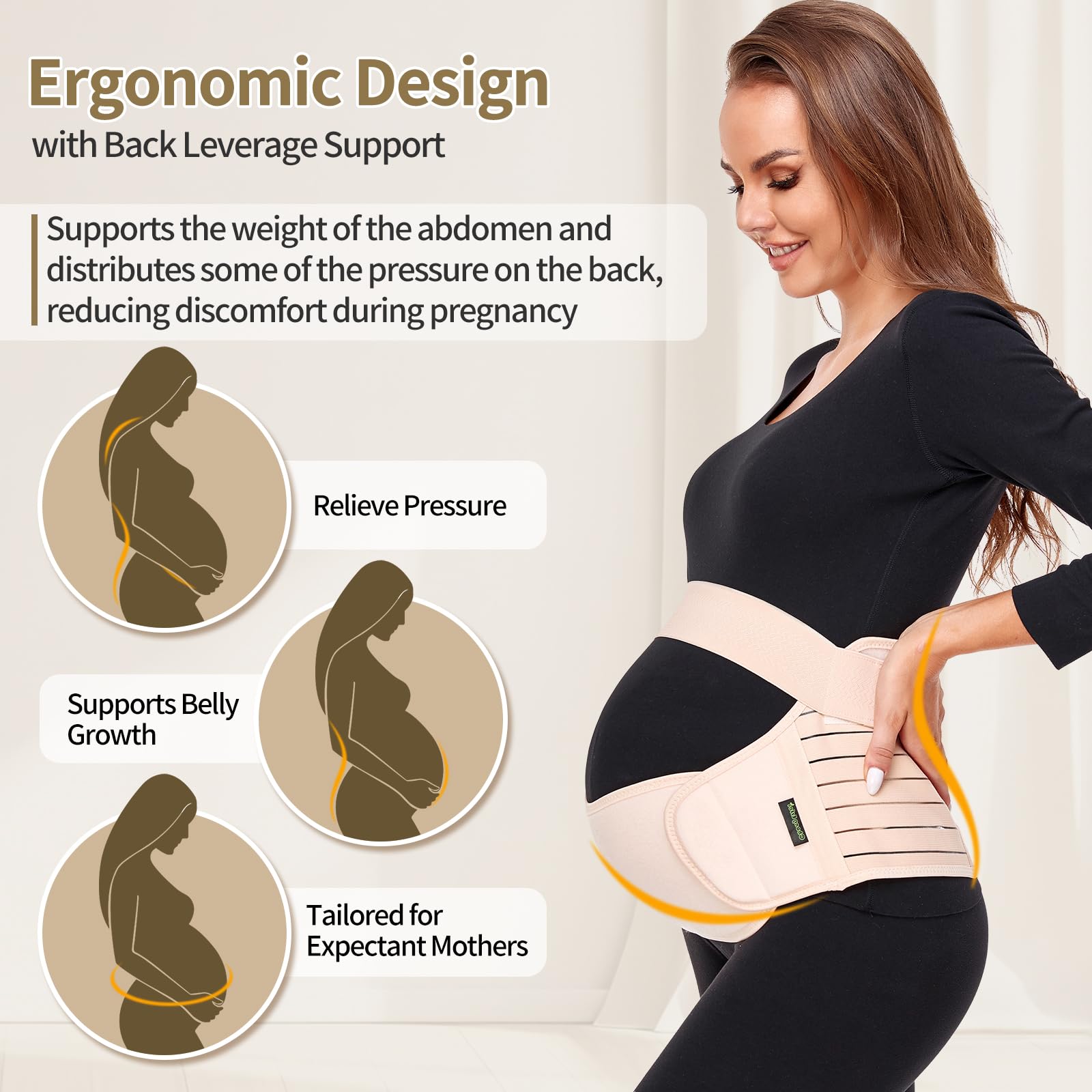 ChongErfei Maternity Belt Pregnancy Belly Band 3 in 1 Maternity Support Belt for Pregnant Back/Pelvic/Hip Pain, Maternity Band Belly Support for Pregnancy