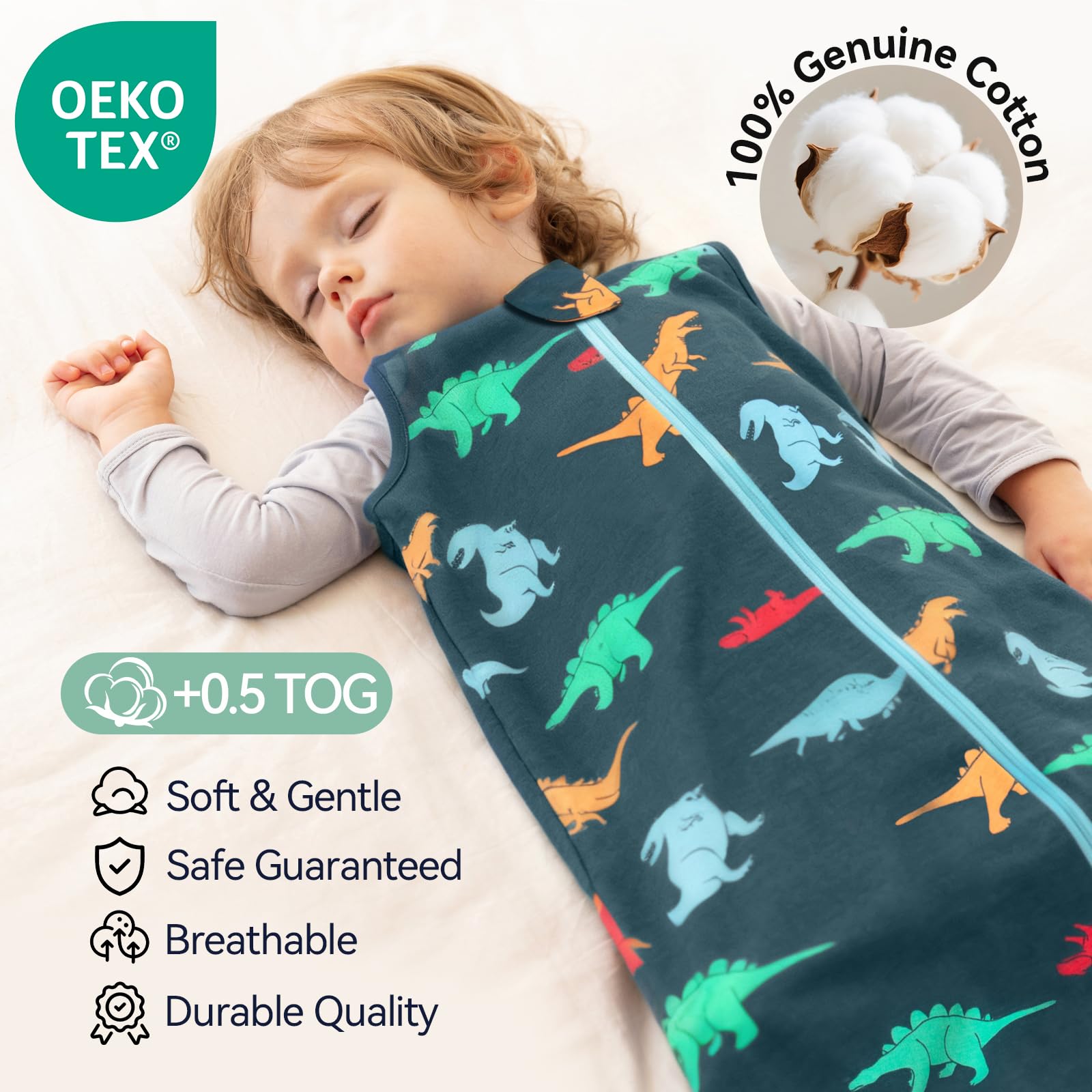 WarmWrap 3-Pack Cotton Baby Sleep Sacks, 0.5 TOG