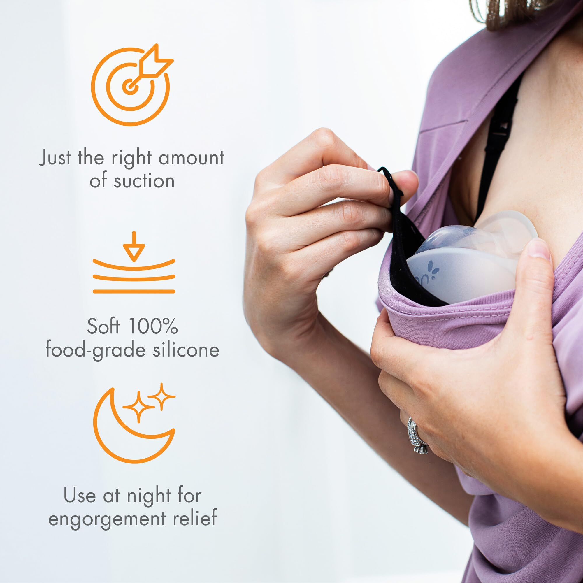 Boon Trove Silicone Manual Breast Pump with Travel Pouch - Hands Free Breast Pump - Passive Breast Milk Collector Shell for Newborns - Breastfeeding Essentials - 2 Count