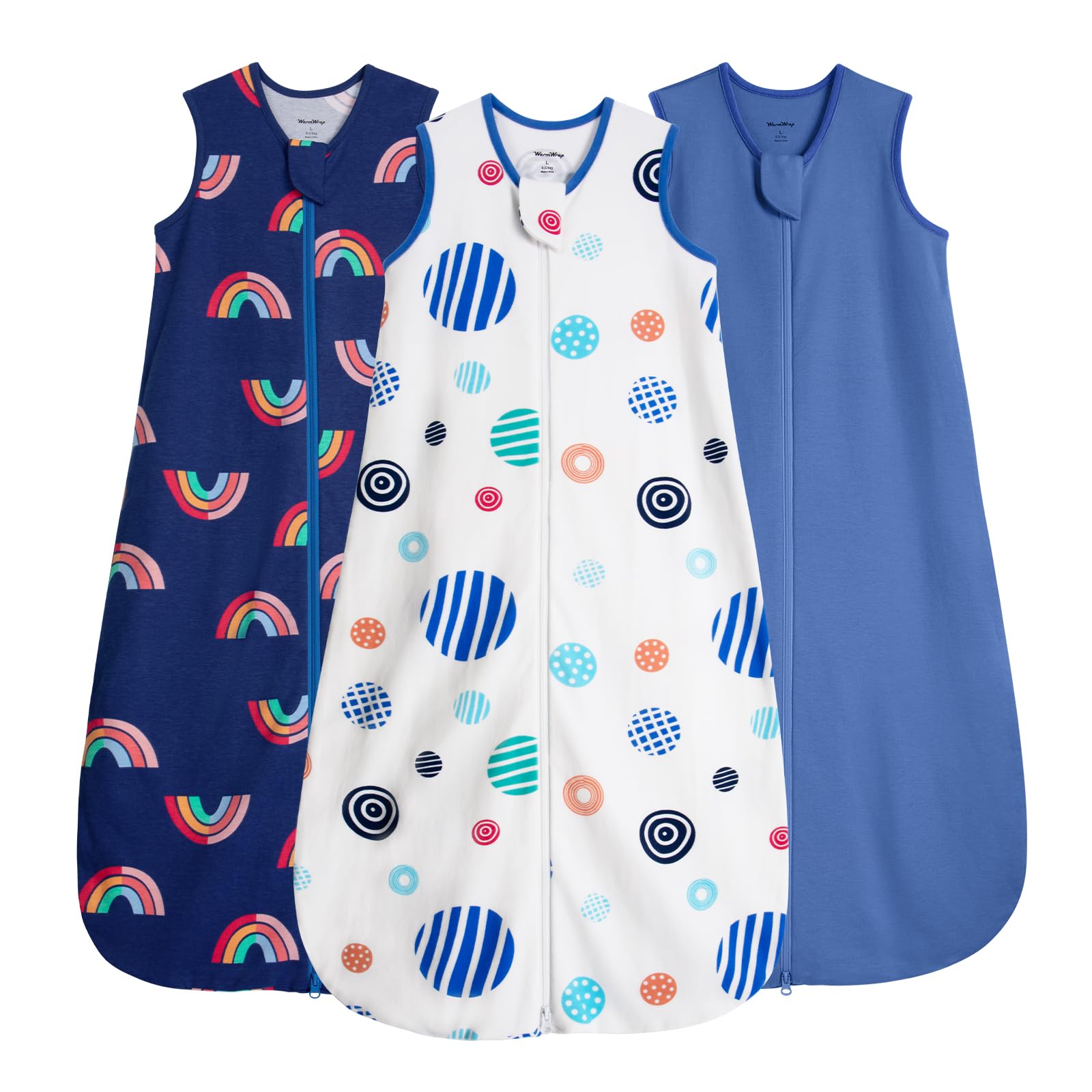 WarmWrap 3-Pack Cotton Baby Sleep Sacks, 0.5 TOG