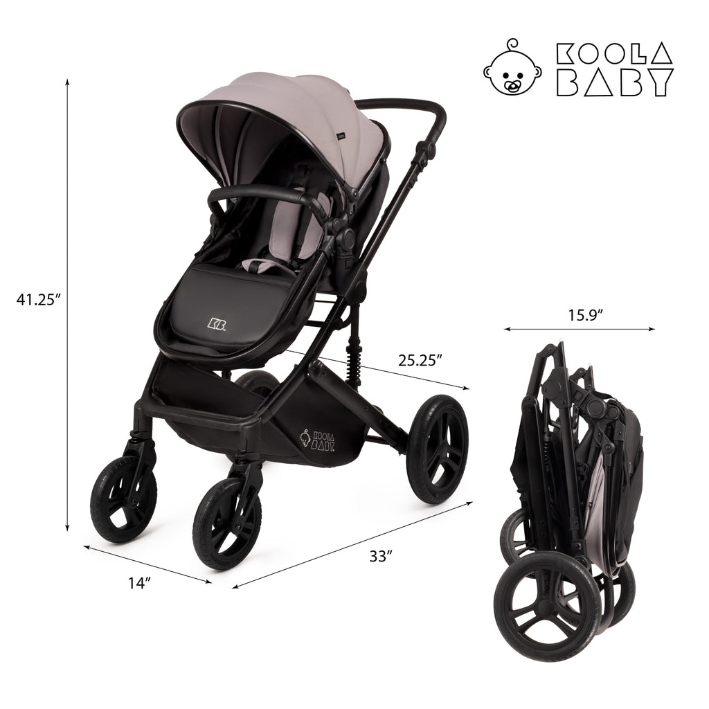 KOOLABABY 2-in-1 Foldable Stroller for Newborns and Toddlers