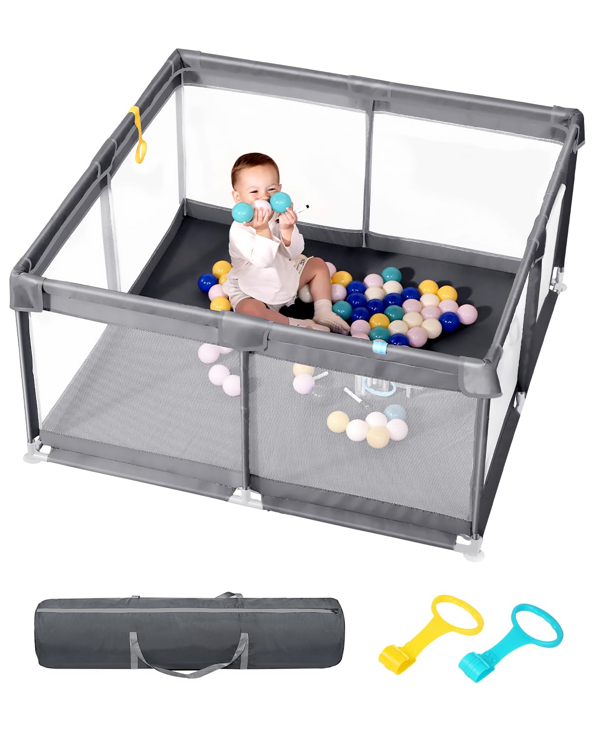 Dearlomum Extra-Large Baby Playpen with Soft Mesh Fence