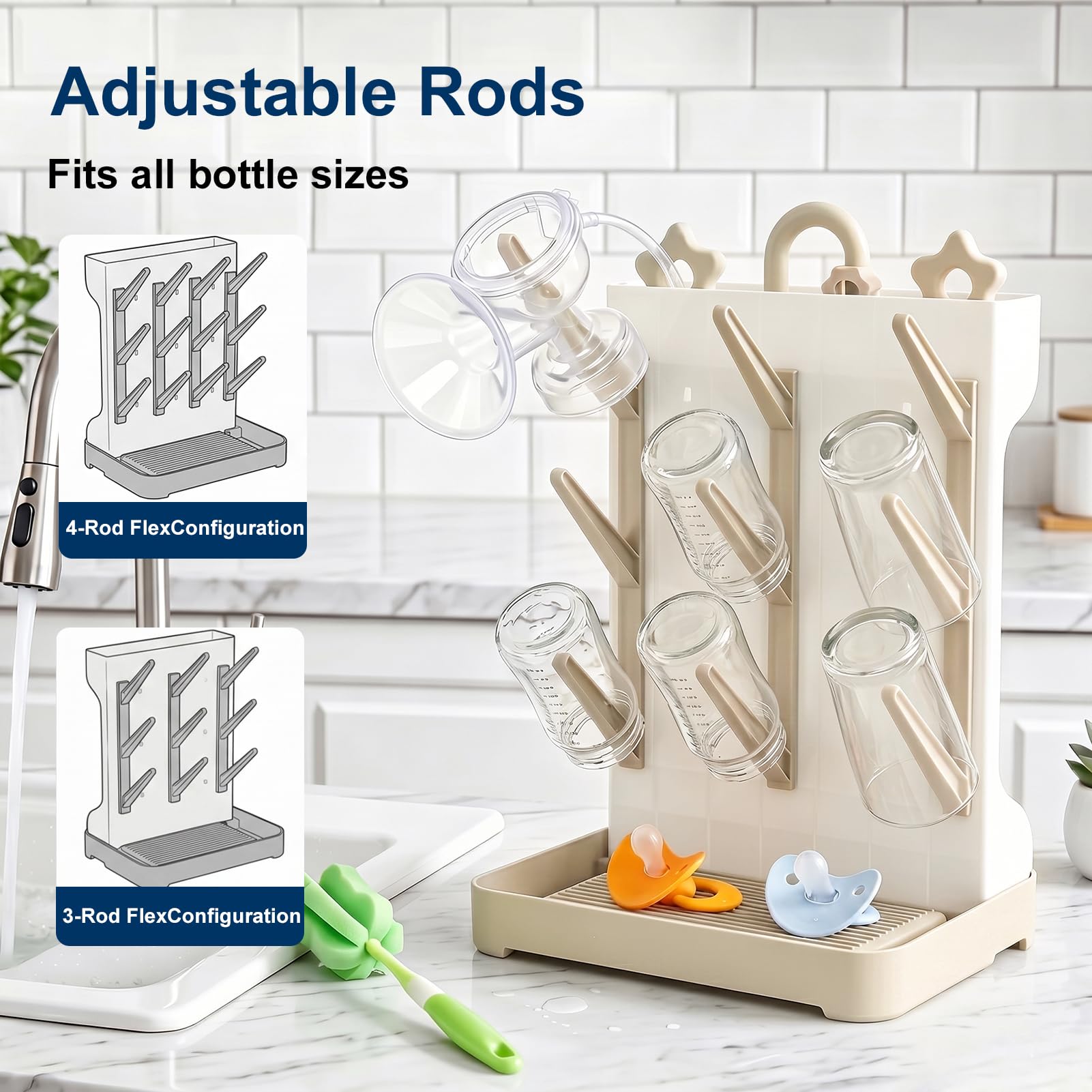 GoMaihe Space-Saving Vertical Baby Bottle Drying Rack