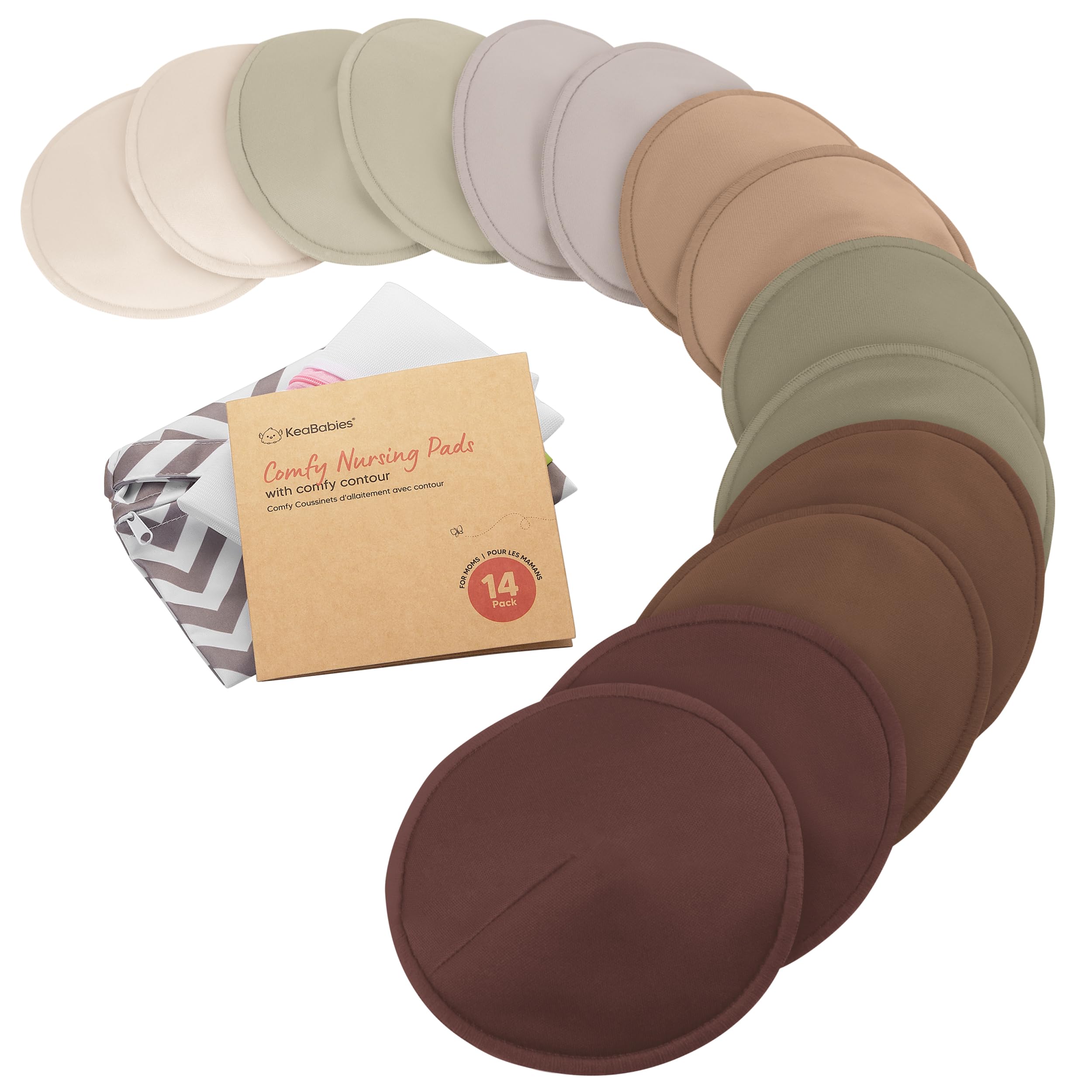 14-Pack Organic Bamboo Washable Nursing Pads with Wash Bag
