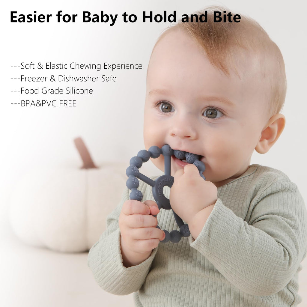 Seposeve 3-Pack Silicone Teething Rings for Babies