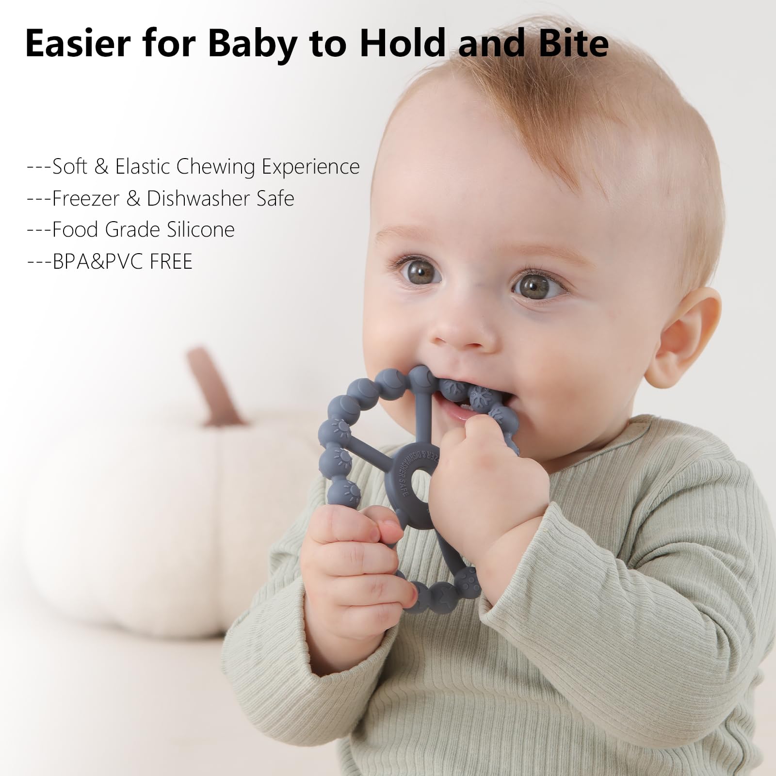 Seposeve 3-Pack Silicone Teething Rings for Babies