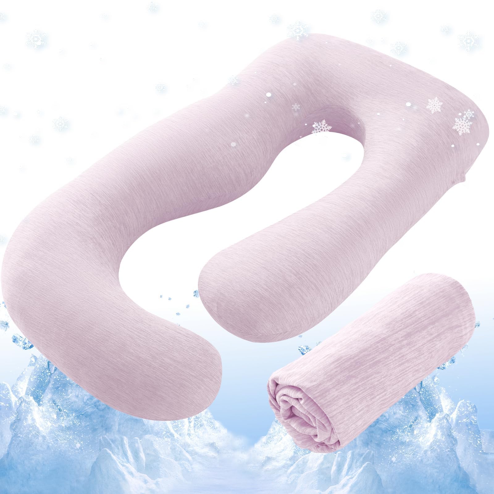Sasttie J-Shape Cool Knit Maternity Pillow Case for Pregnant Woman
