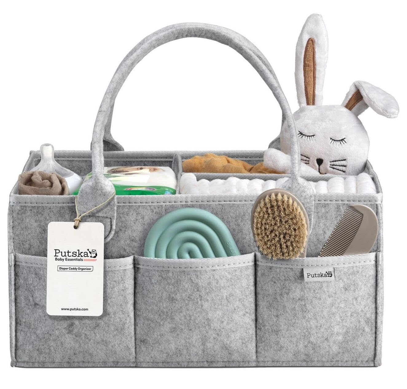 PUTSKA Portable Baby Diaper Caddy Organizer with Compartments
