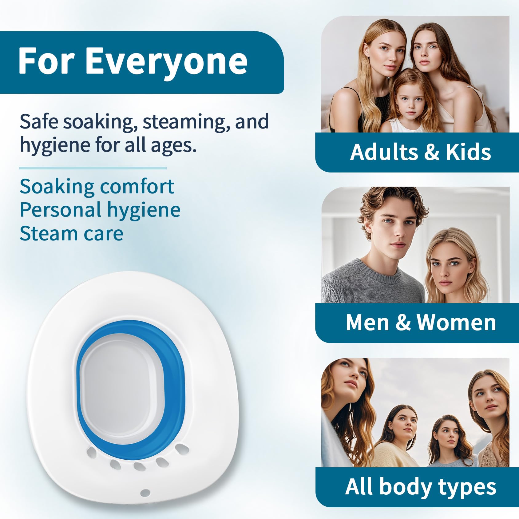 Msiori Sitz Bath for Toilet Seat, Hemorrhoids and Postpartum Care - Yoni Steam Seat - Pregnant Women and Perineal Care, Portable Bidet BPA Free - Collapsible