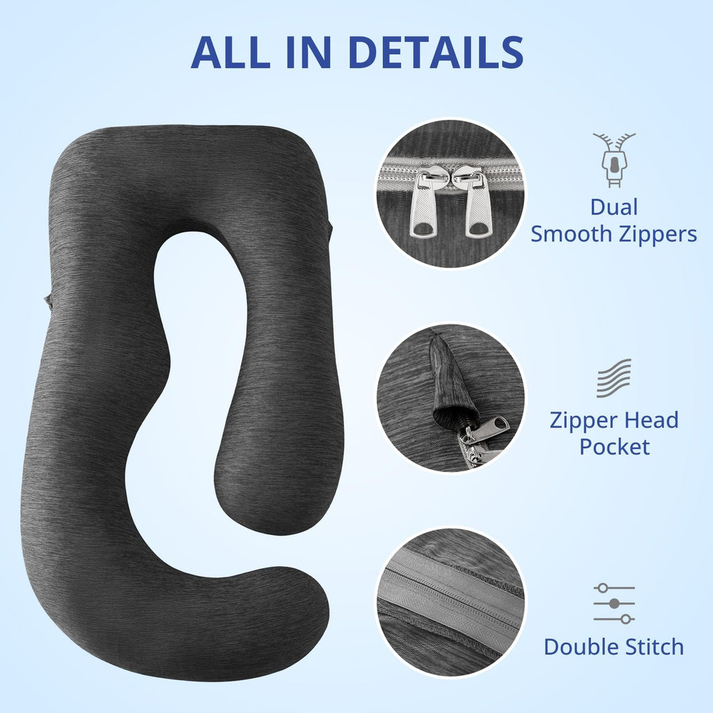 Sasttie J-Shape Cool Knit Maternity Pillow Case for Pregnant Woman