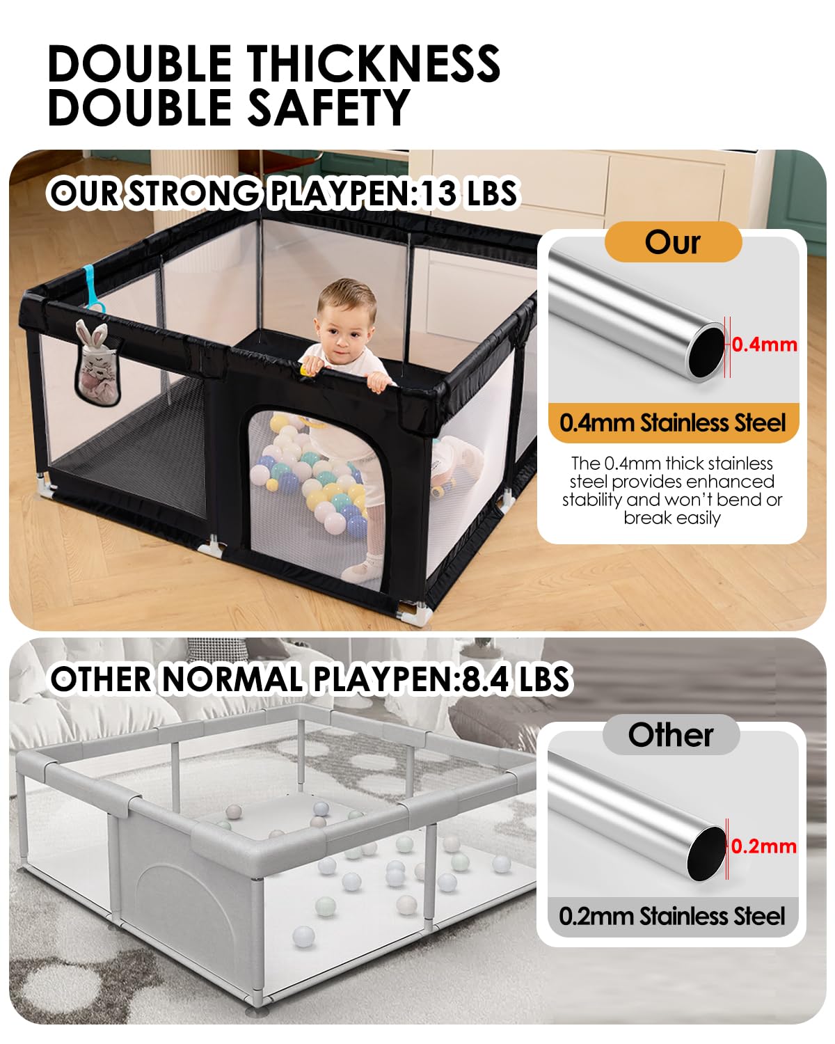 Dearlomum Extra-Large Baby Playpen with Soft Mesh Fence