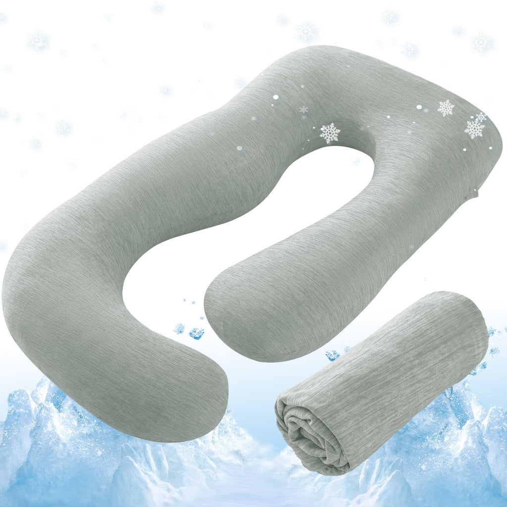 Sasttie J-Shape Cool Knit Maternity Pillow Case for Pregnant Woman