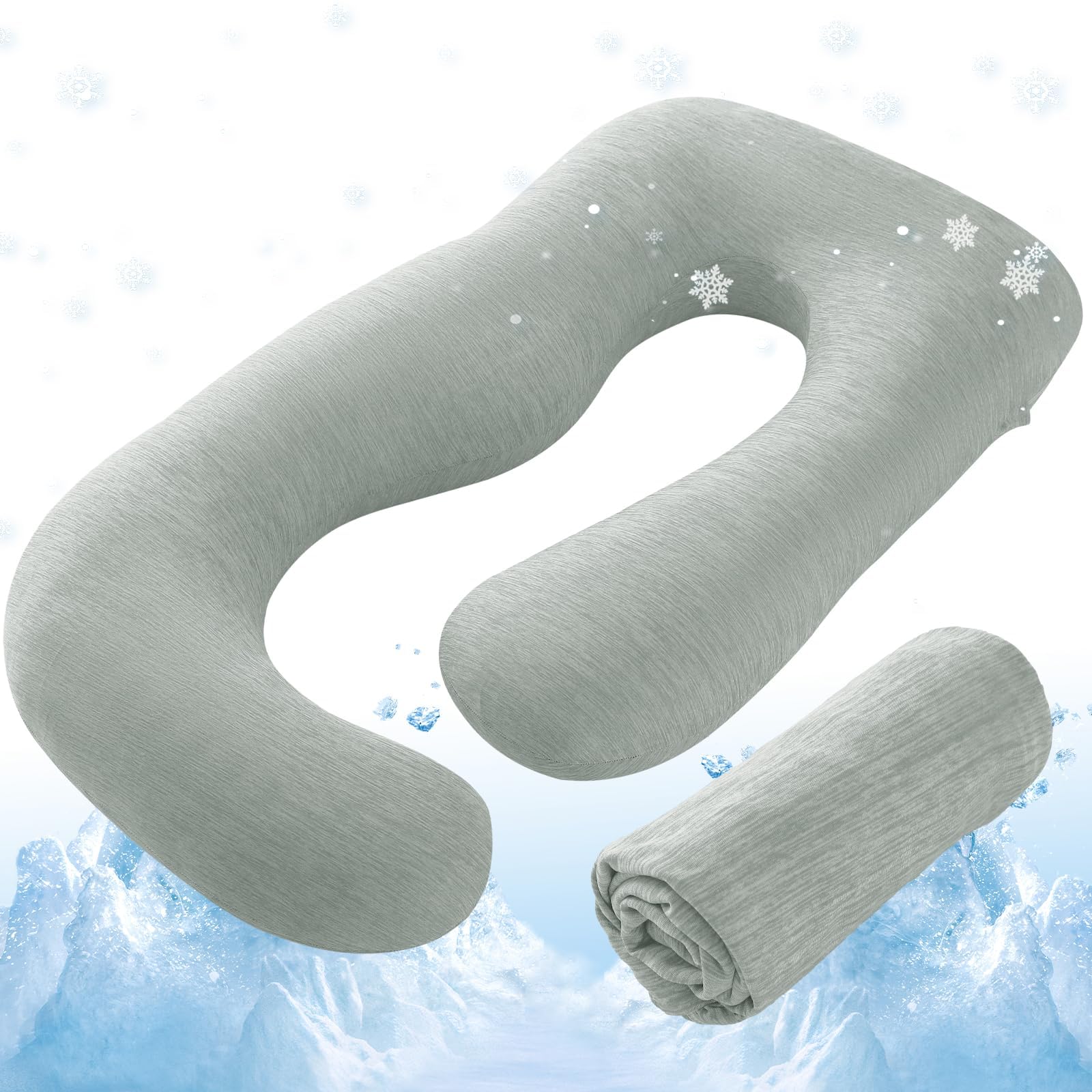 Sasttie J-Shape Cool Knit Maternity Pillow Case for Pregnant Woman