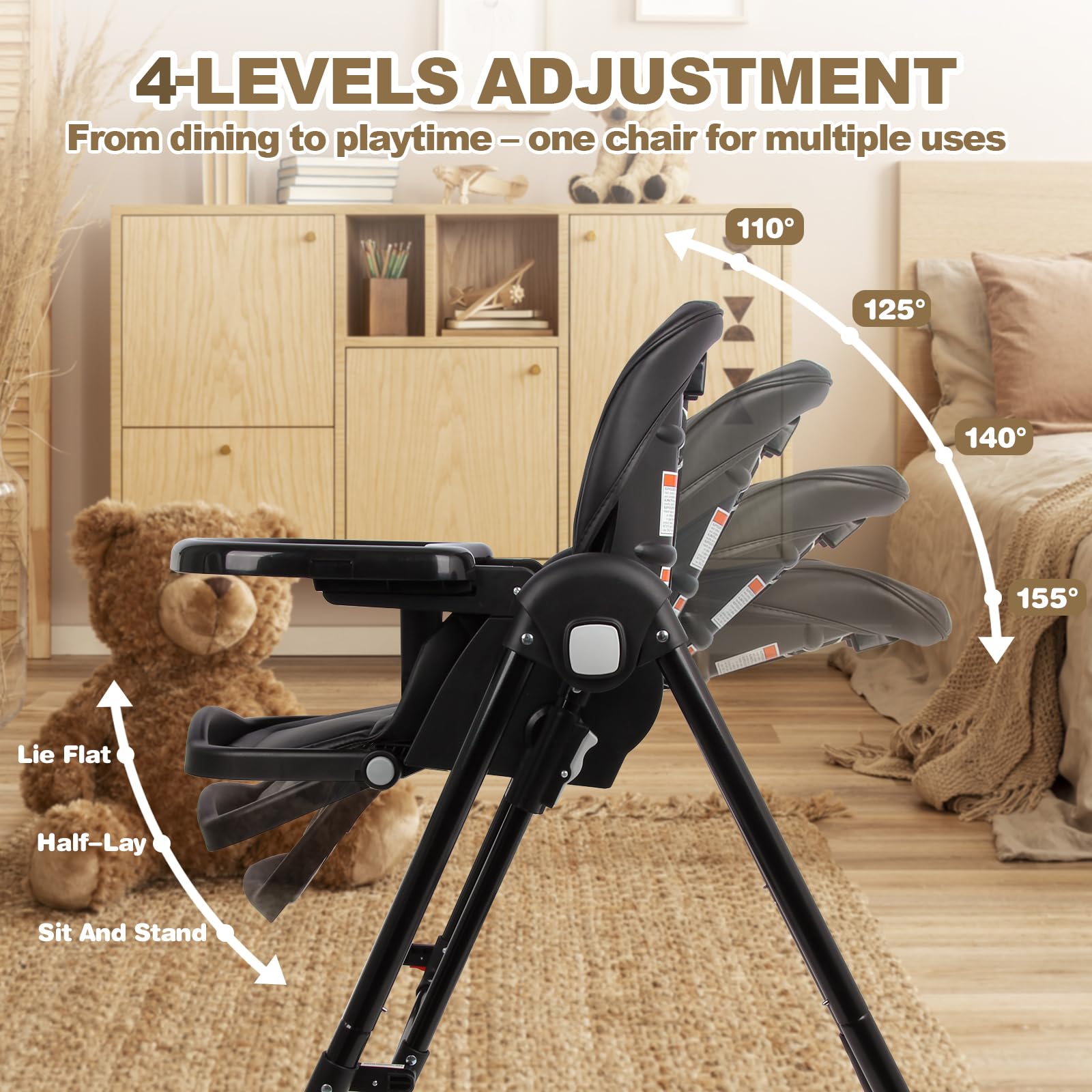 3-in-1 Foldable High Chair and Adjustable Baby Rocker