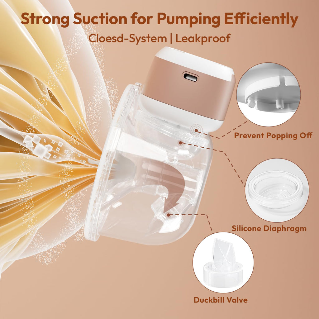 Lucina Hands Free Breast Pump, Wearable Breastfeeding Pump with 3 Modes and 9 Levels