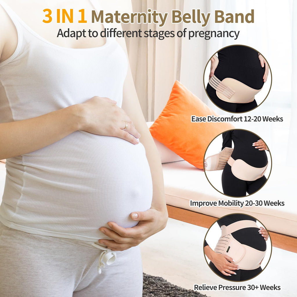 ChongErfei Maternity Belt Pregnancy Belly Band 3 in 1 Maternity Support Belt for Pregnant Back/Pelvic/Hip Pain, Maternity Band Belly Support for Pregnancy
