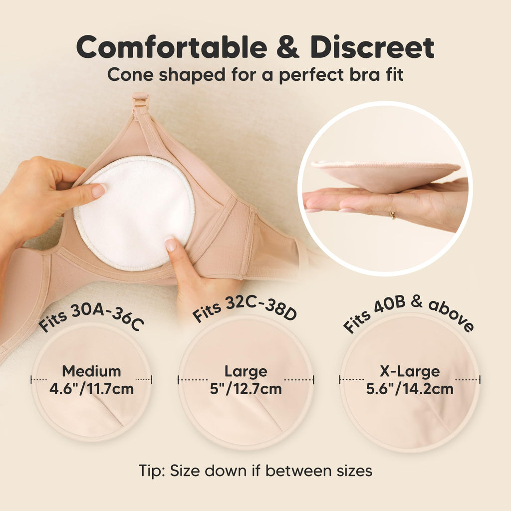 Organic Nursing Pads - 14 Washable Viscose Derived from Bamboo Breastfeeding Pads, Wash Bag