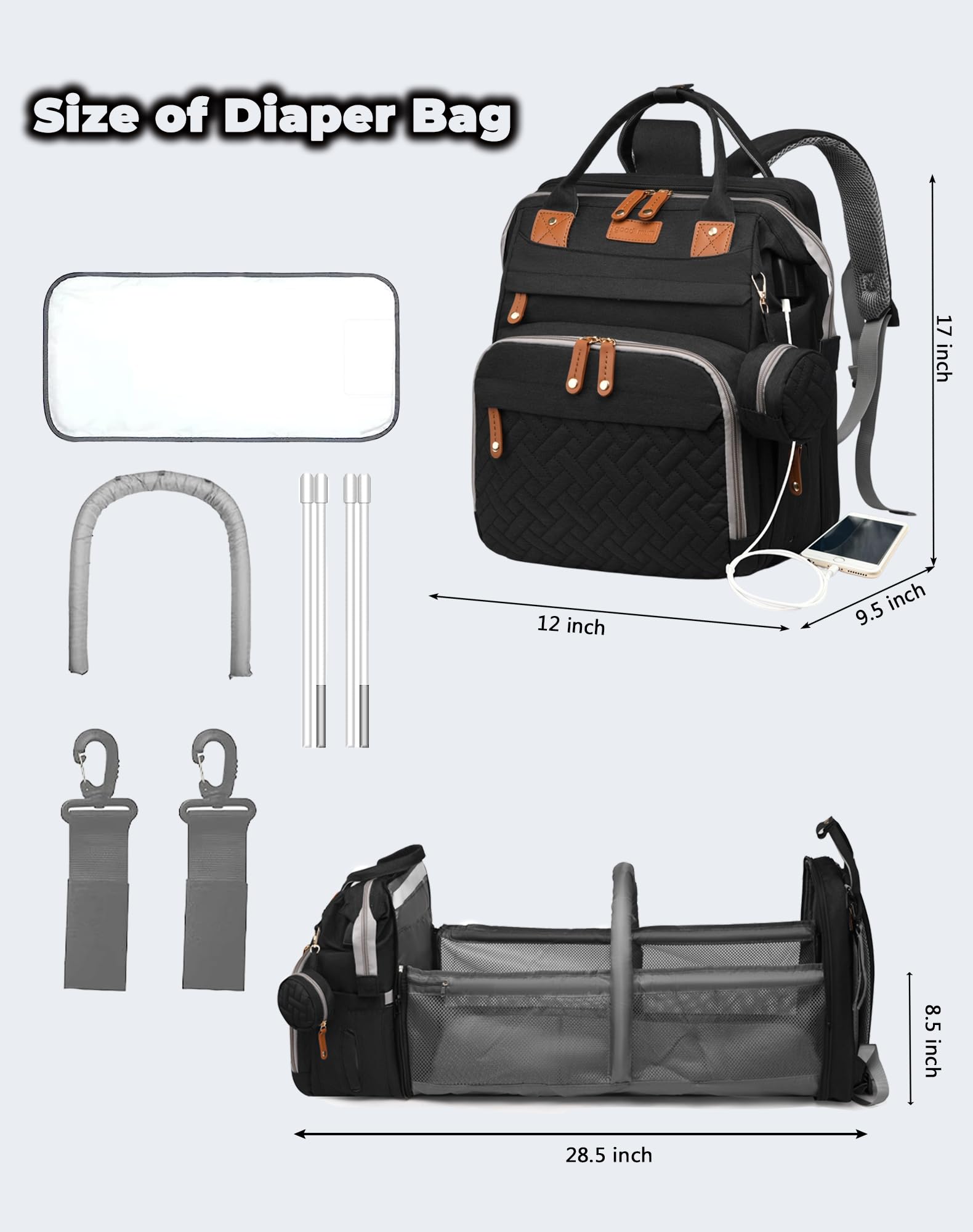 Astro Alan Waterproof Diaper Backpack with Changing Station
