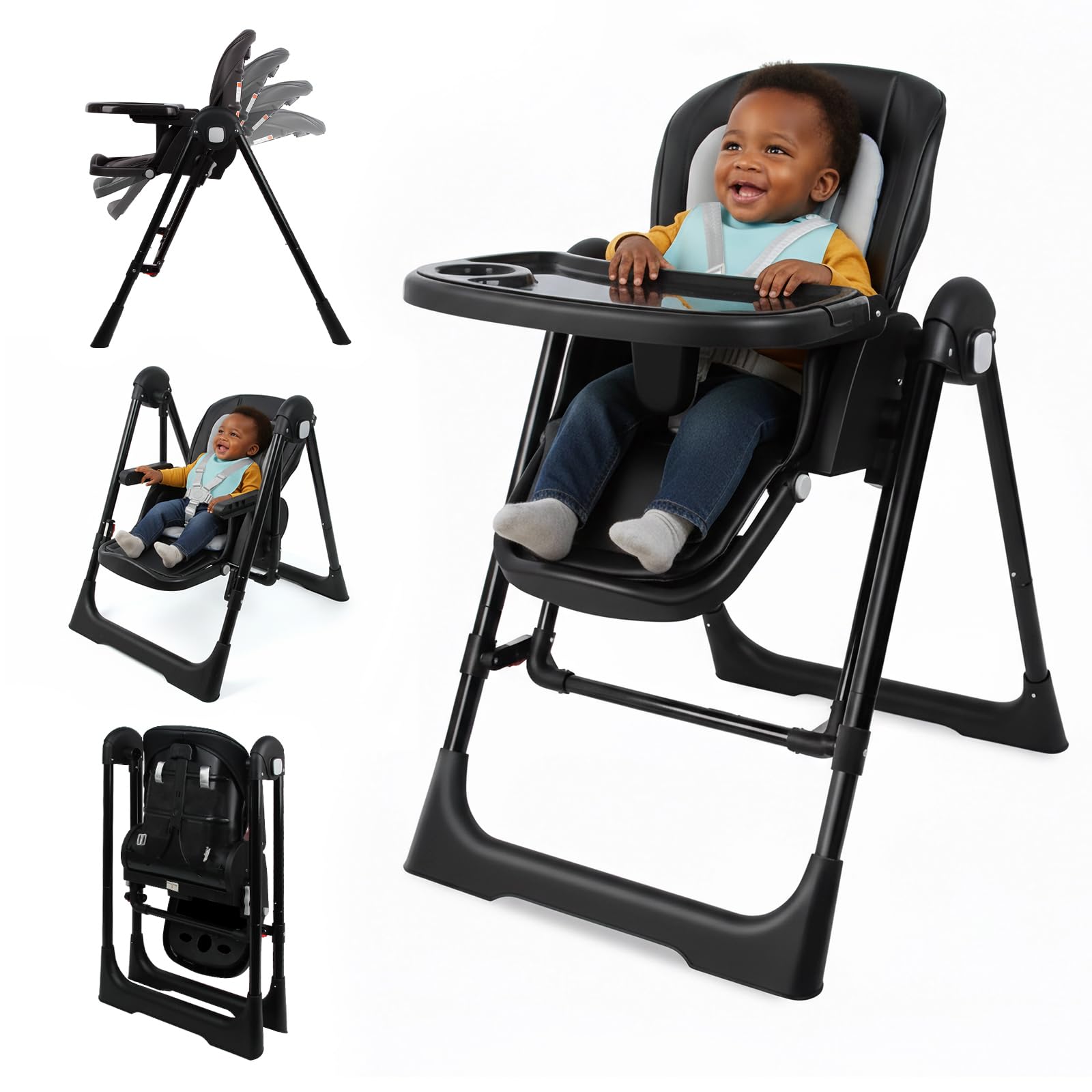 3-in-1 Foldable High Chair and Adjustable Baby Rocker