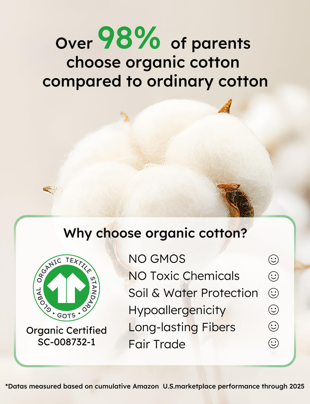 Yoofoss 3-Pack Organic Cotton Footed Pajamas for Babies