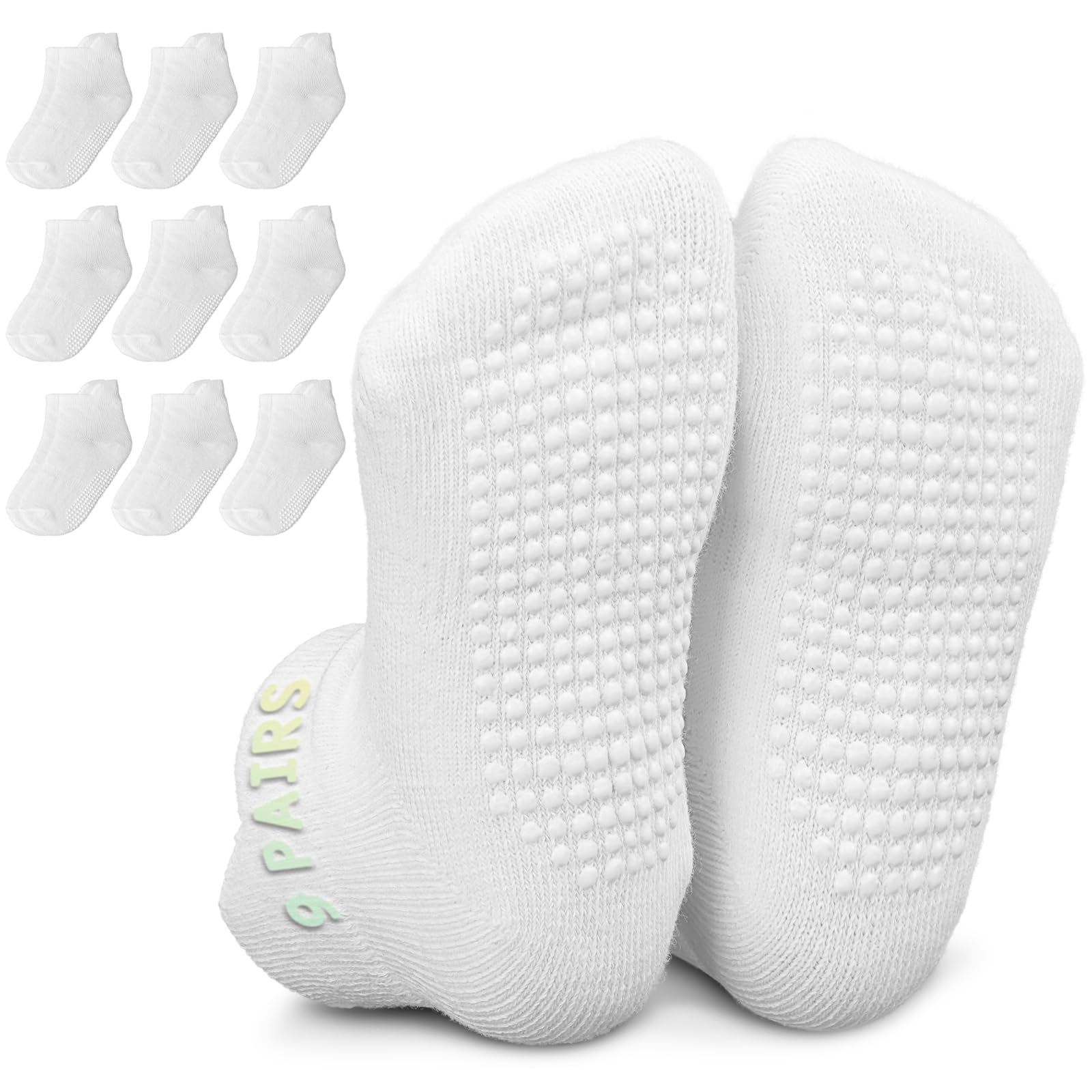 Infinno 9-Pair Non-Slip Grip Socks for Babies & Kids