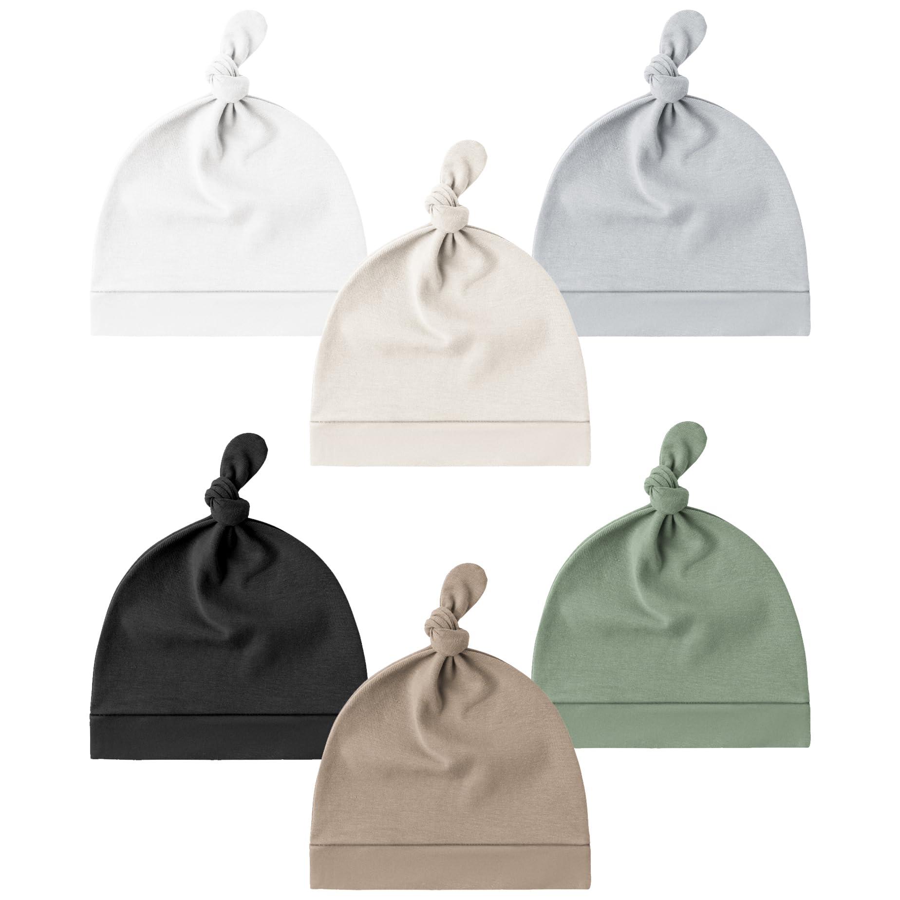 Konssy 6-Pack Newborn Knot Beanie Hats for 0–6 Months