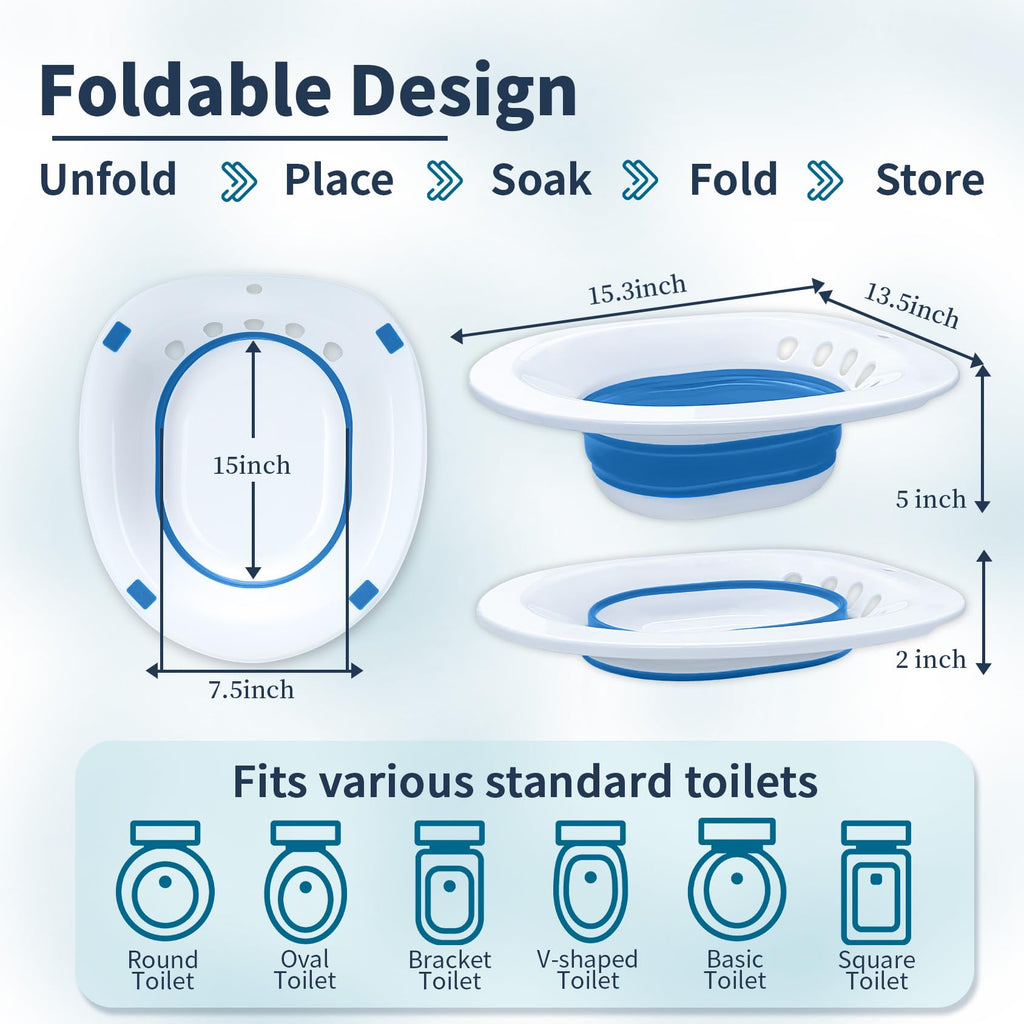 Msiori Sitz Bath for Toilet Seat, Hemorrhoids and Postpartum Care - Yoni Steam Seat - Pregnant Women and Perineal Care, Portable Bidet BPA Free - Collapsible