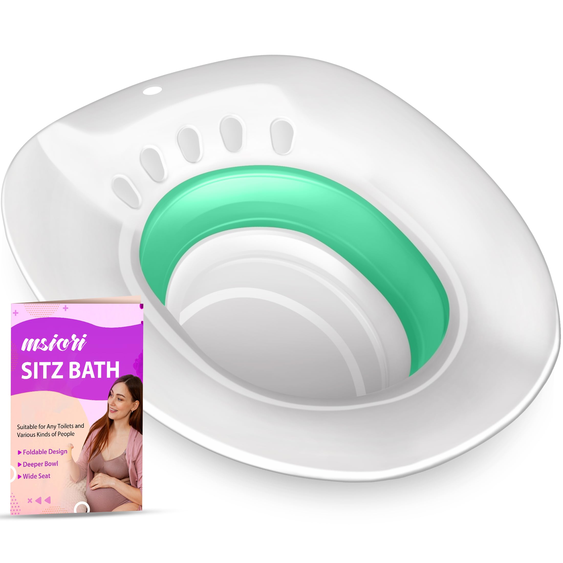 Msiori Sitz Bath for Toilet Seat, Hemorrhoids and Postpartum Care - Yoni Steam Seat - Pregnant Women and Perineal Care, Portable Bidet BPA Free - Collapsible