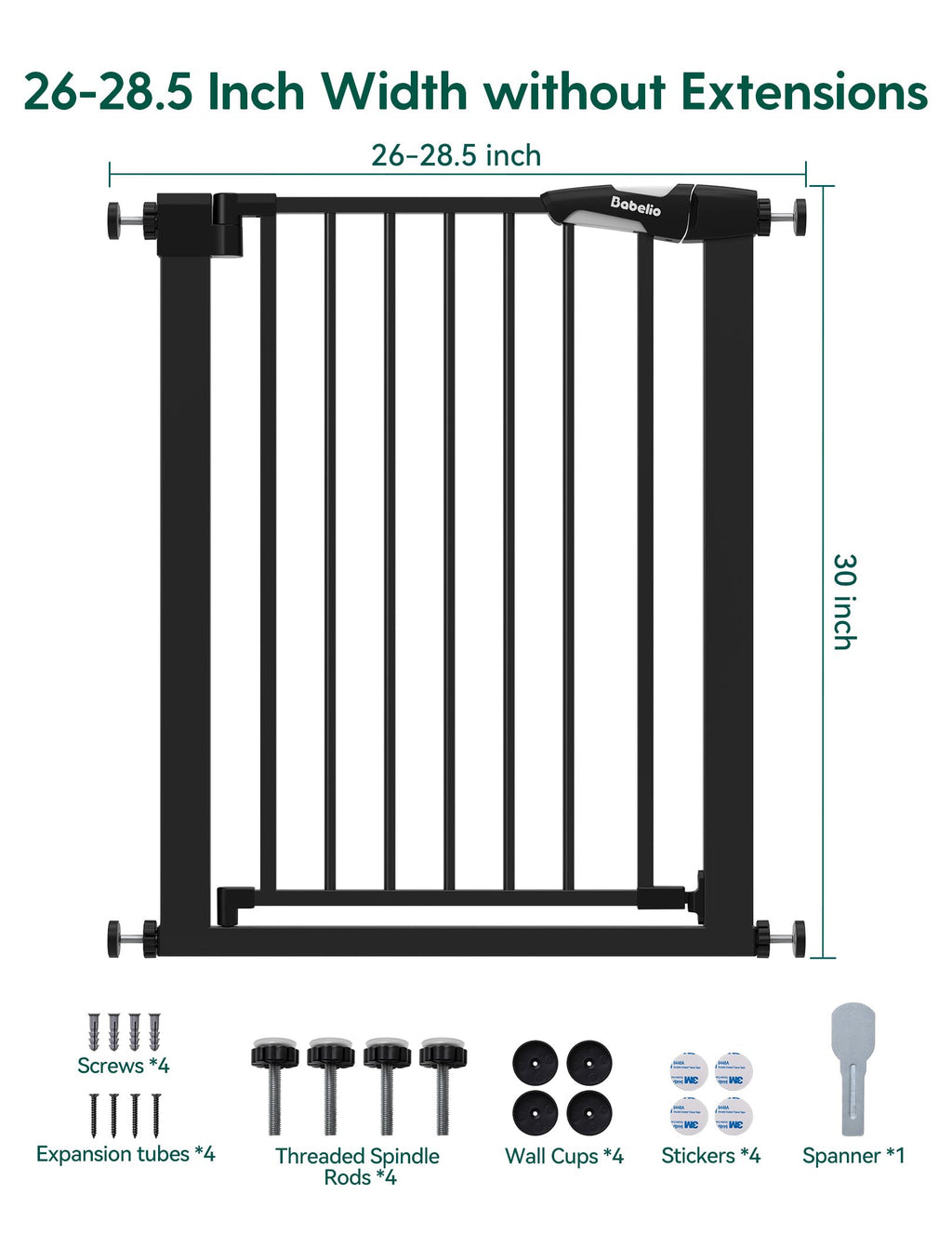 Babelio Auto-Close Baby Gate for Doorways and Stairs