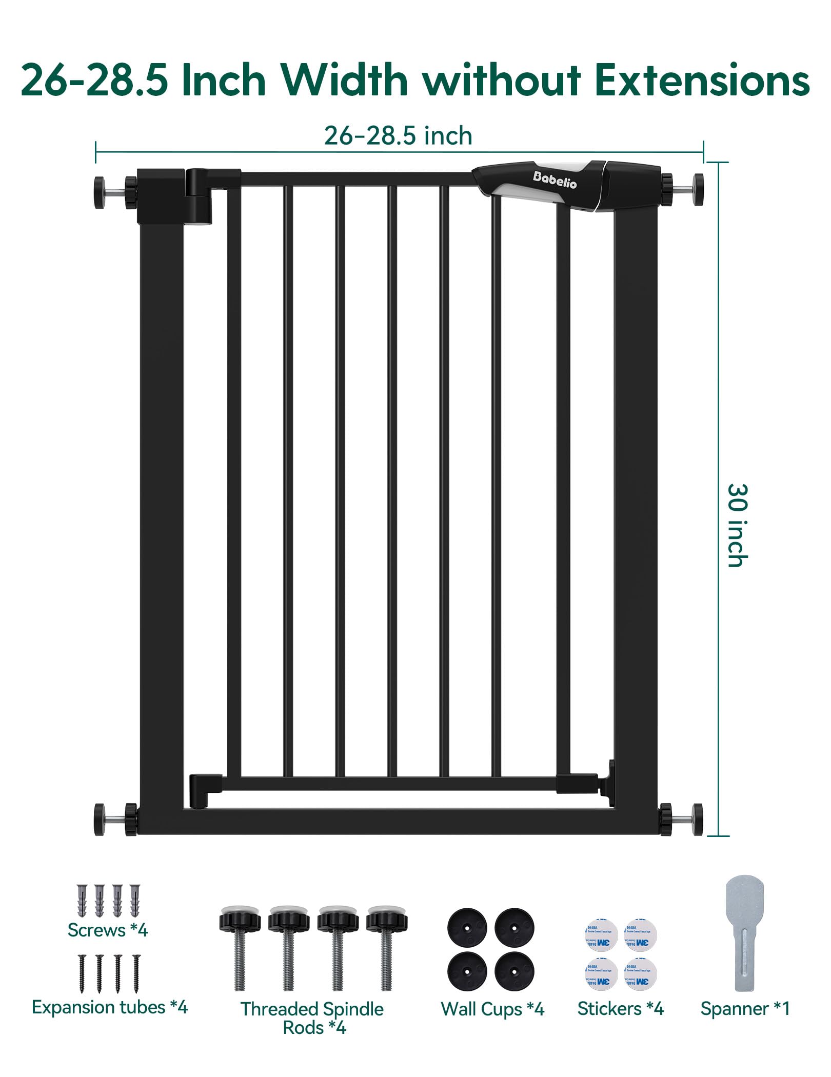 Babelio Auto-Close Baby Gate for Doorways and Stairs