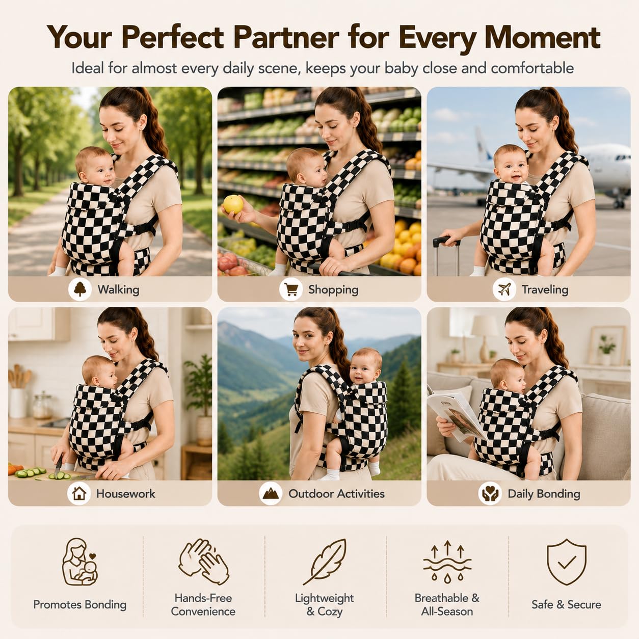 Ergonomic 3-Position Baby Carrier for Newborns to Toddlers