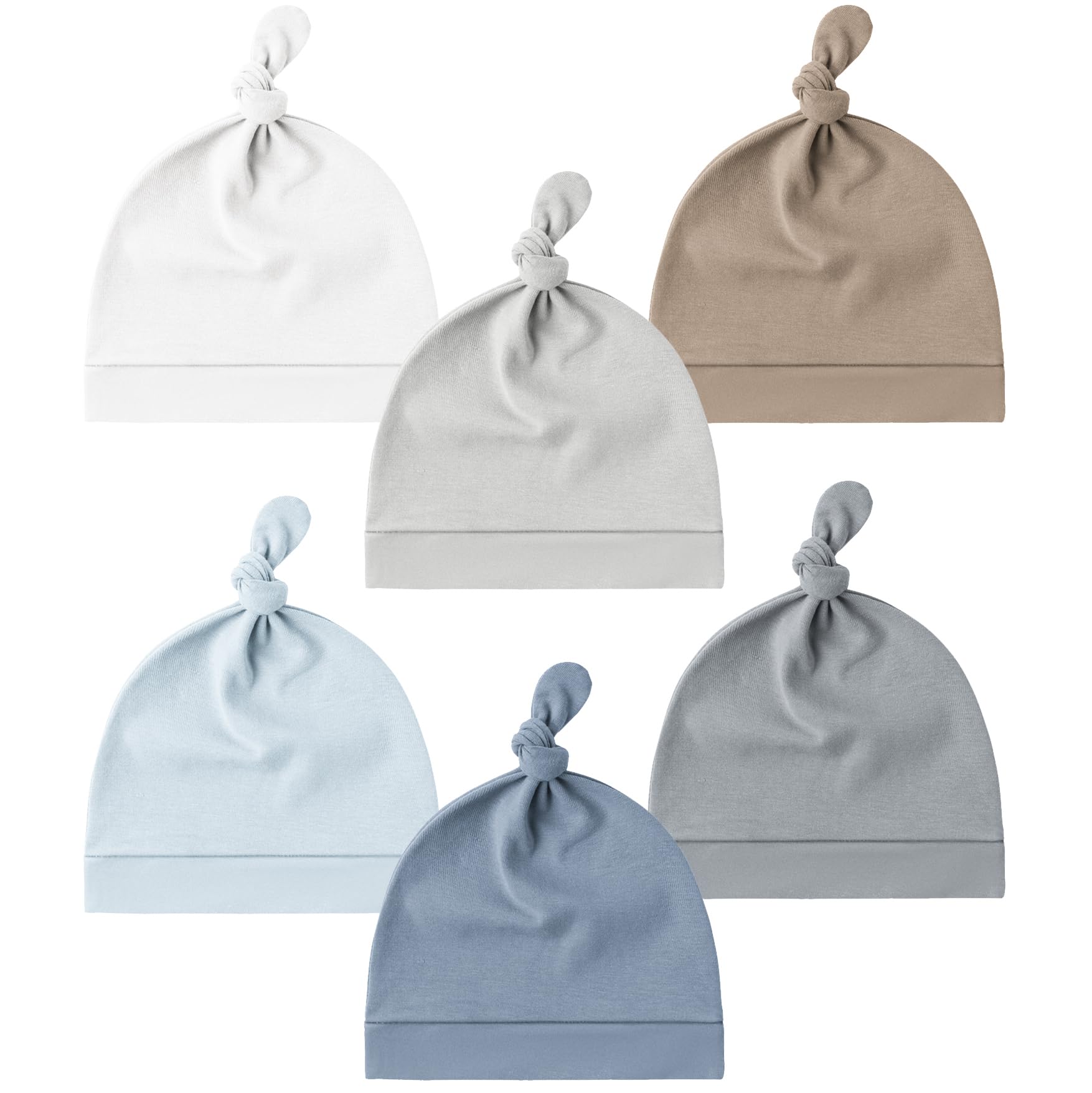 Konssy 6-Pack Newborn Knot Beanie Hats for 0–6 Months