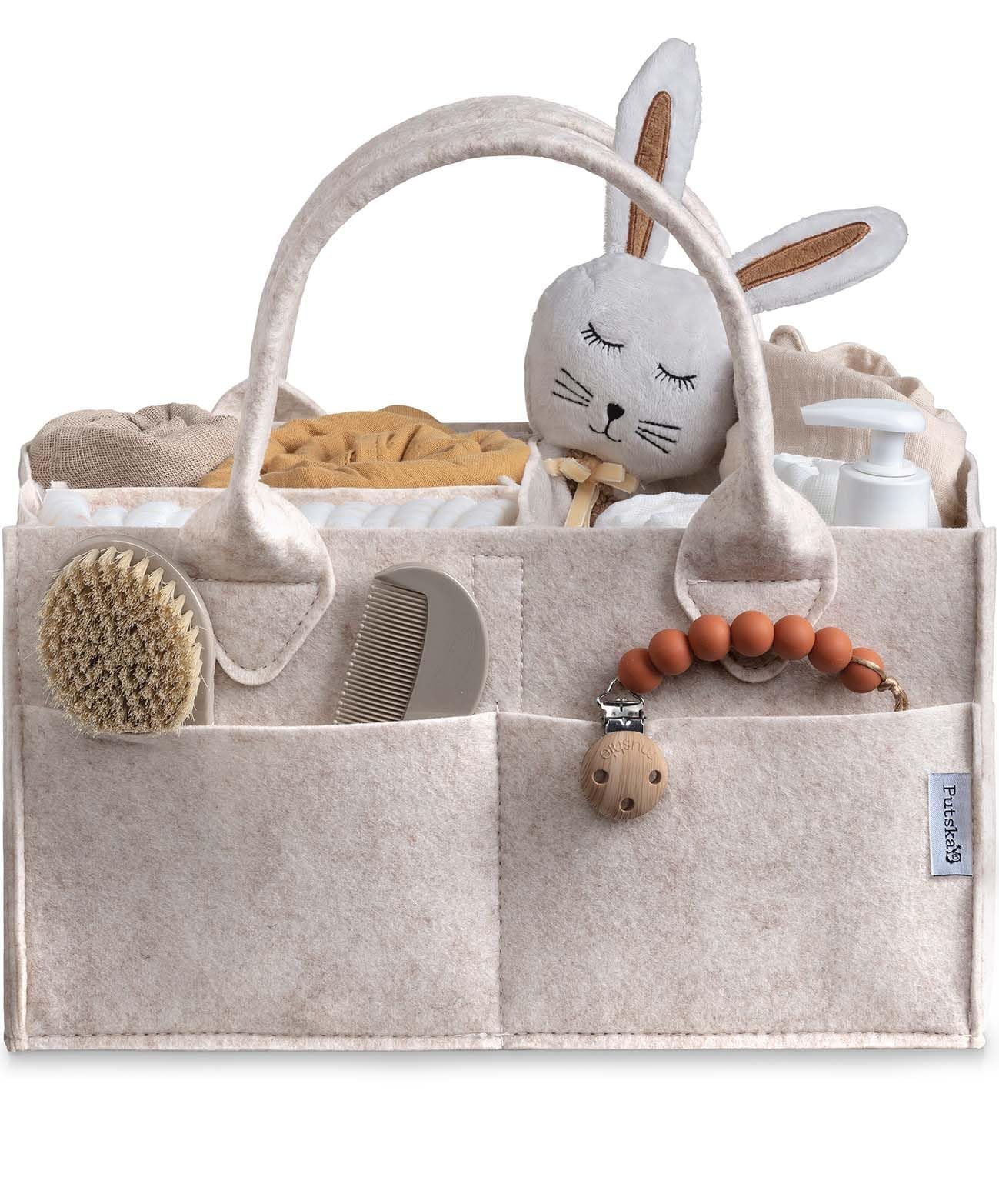 PUTSKA Portable Baby Diaper Caddy Organizer with Compartments