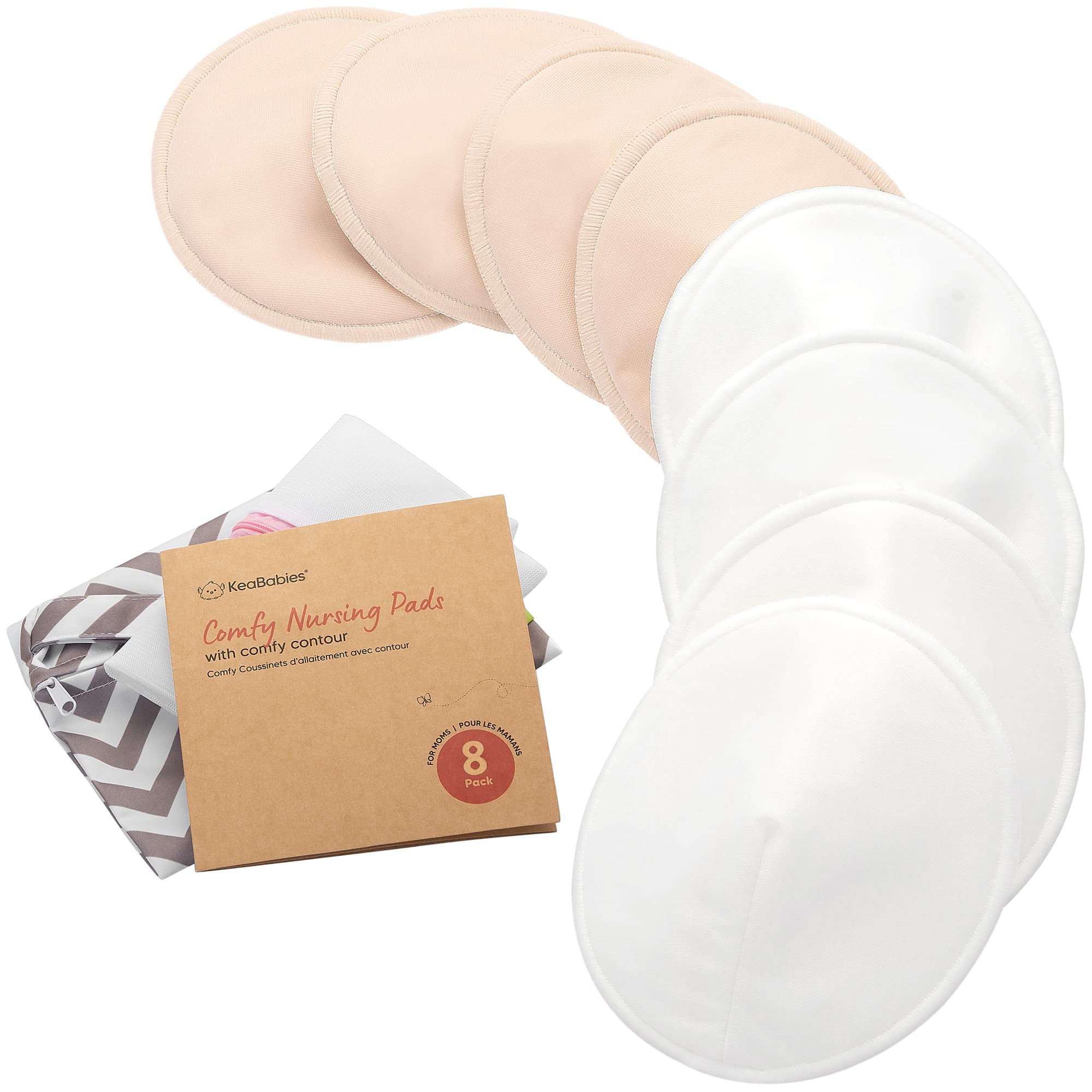 14-Pack Organic Bamboo Washable Nursing Pads with Wash Bag