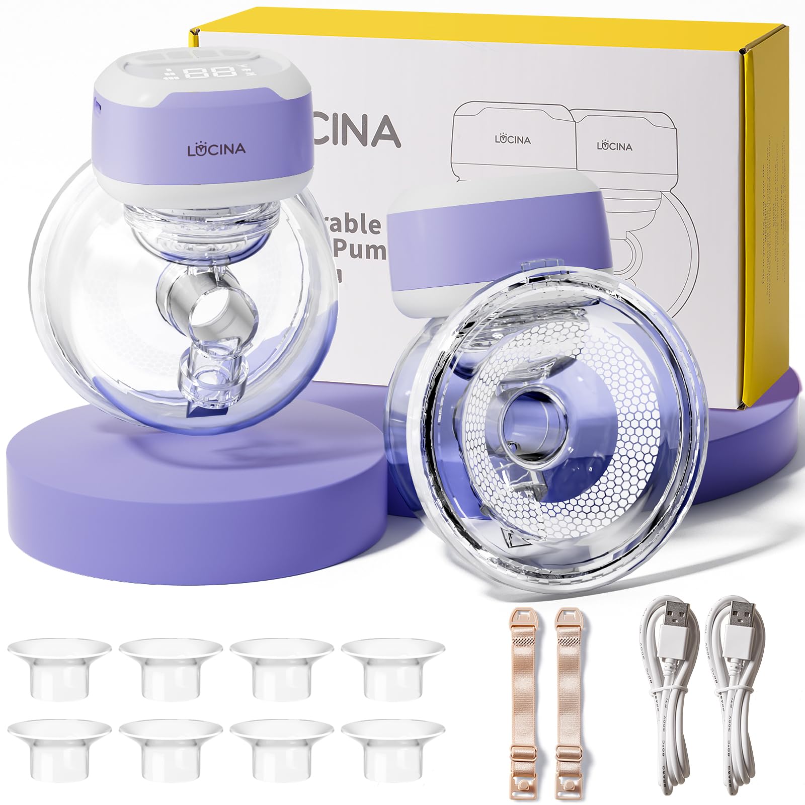 Lucina Hands Free Breast Pump, Wearable Breastfeeding Pump with 3 Modes and 9 Levels