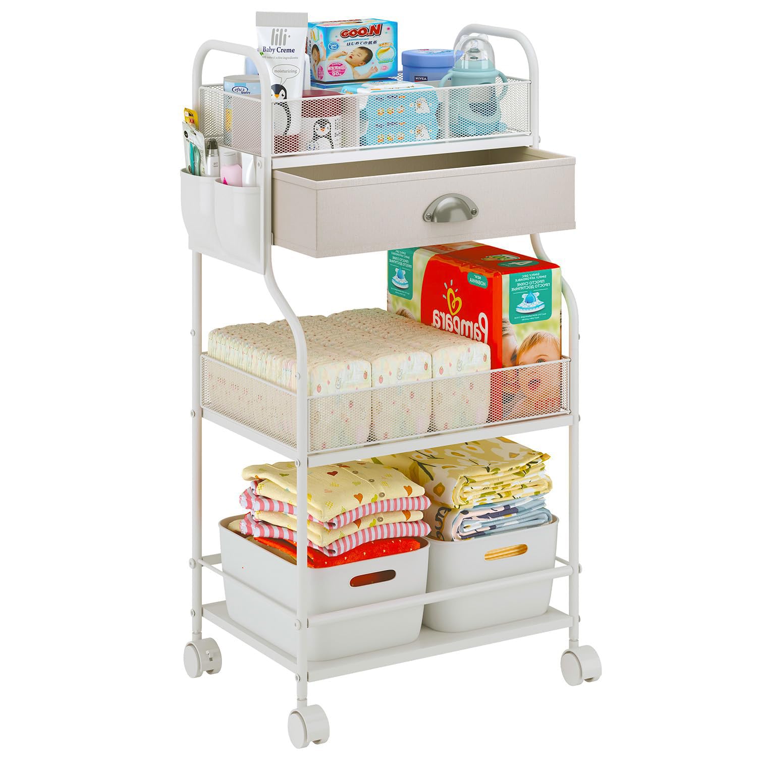 Cidaziya Rolling Baby Diaper Caddy and Storage Cart